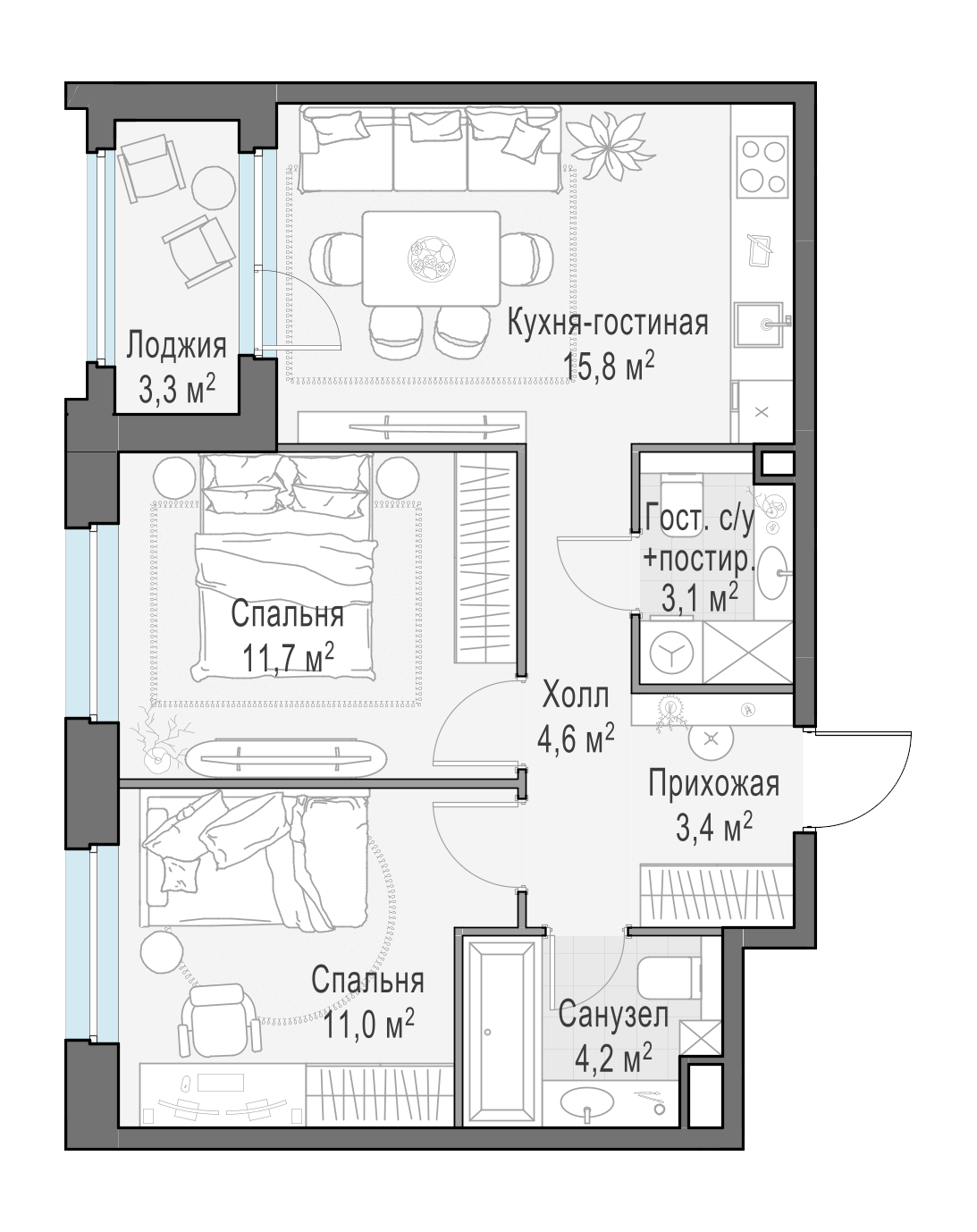 55.3 м²