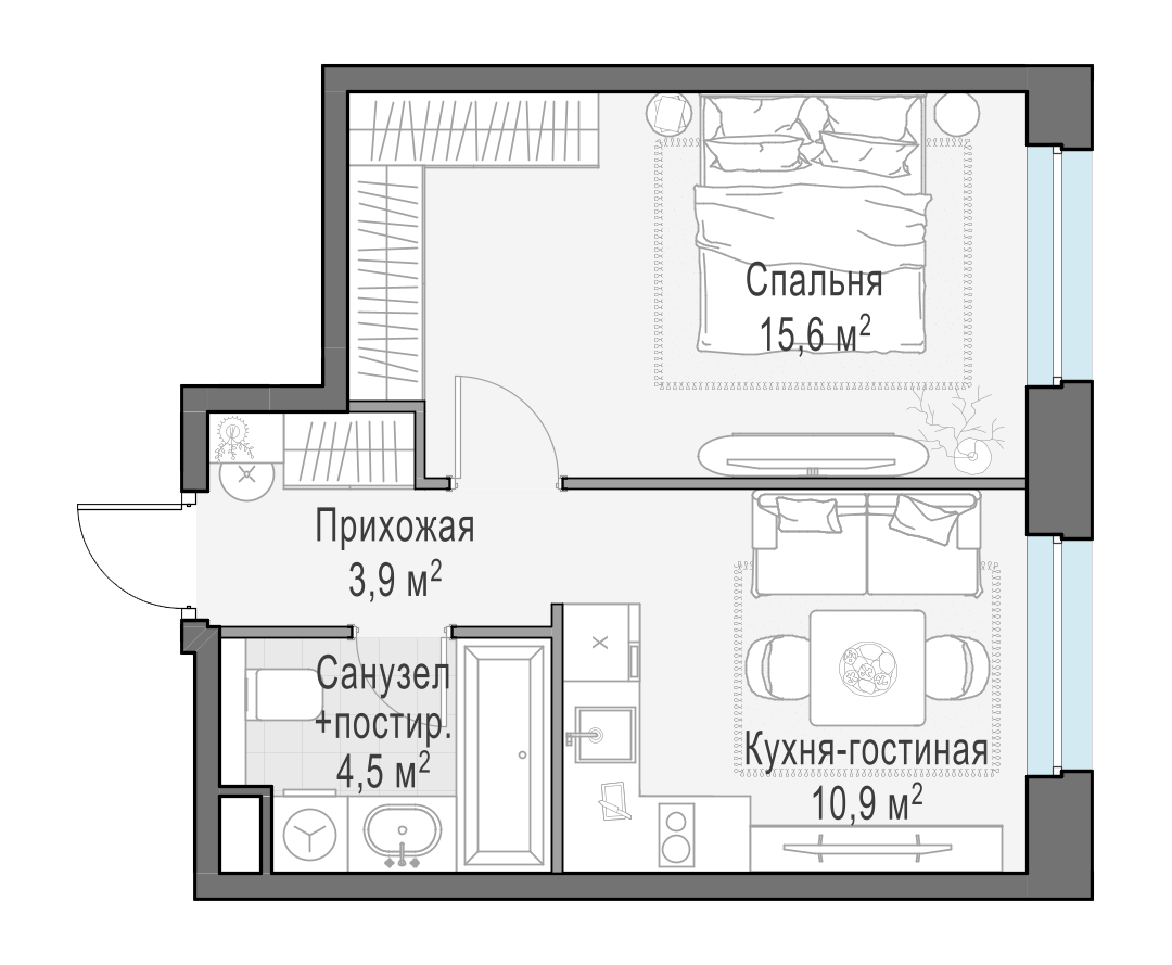 34.9 м²