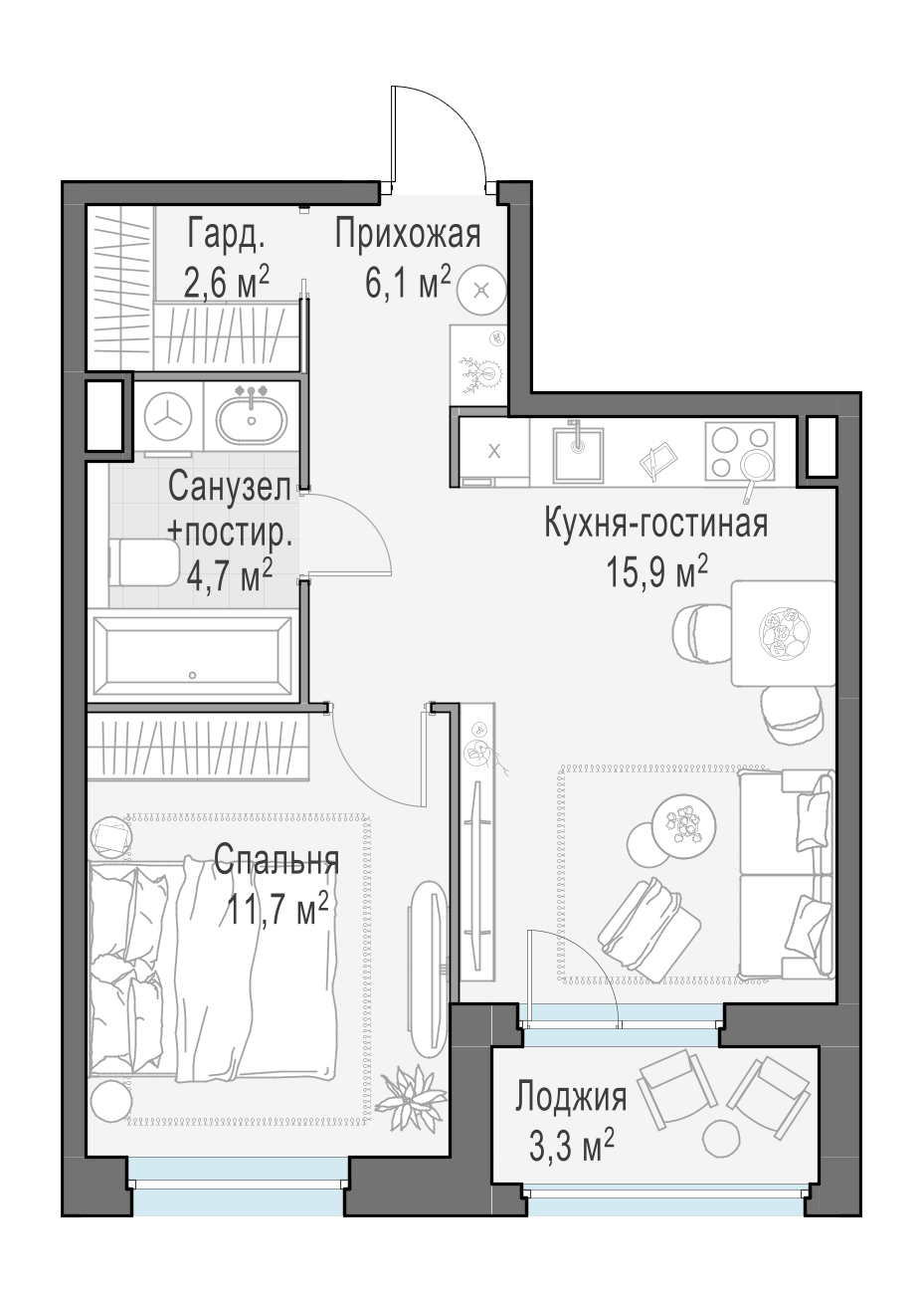 42.7 м²