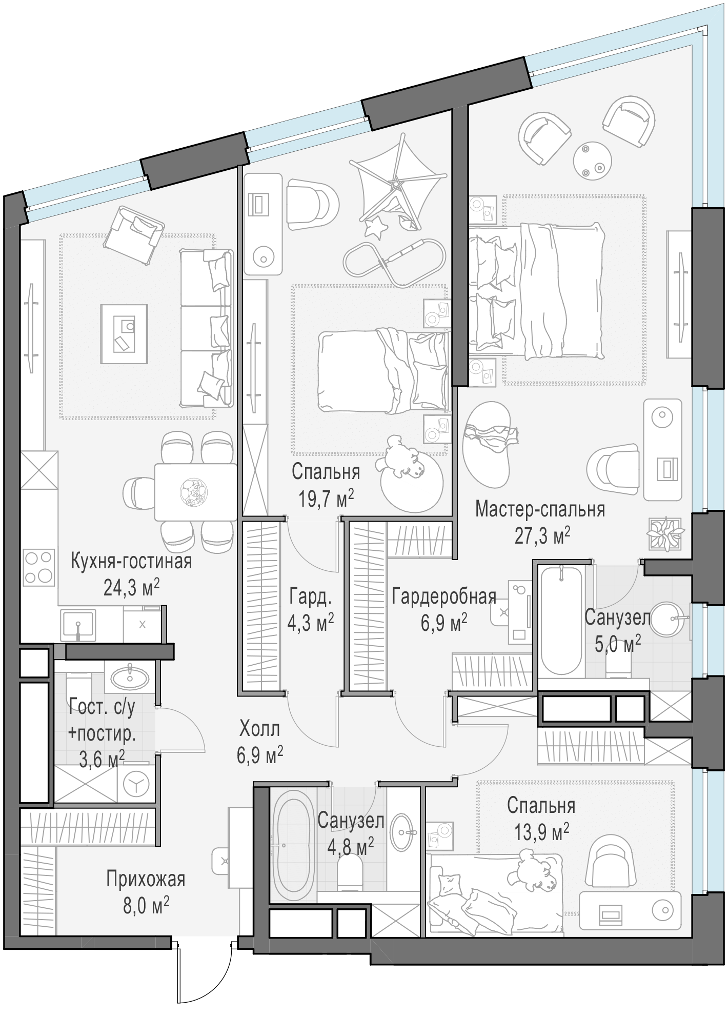 124.6 м²