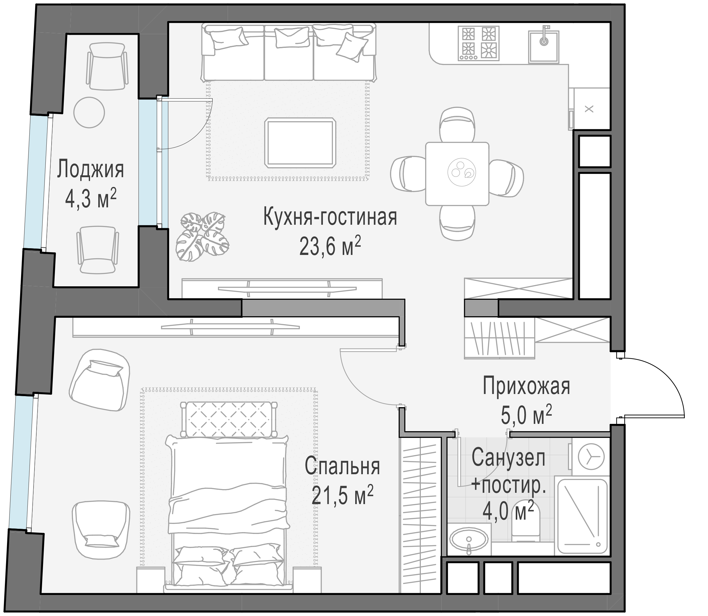 56.7 м²