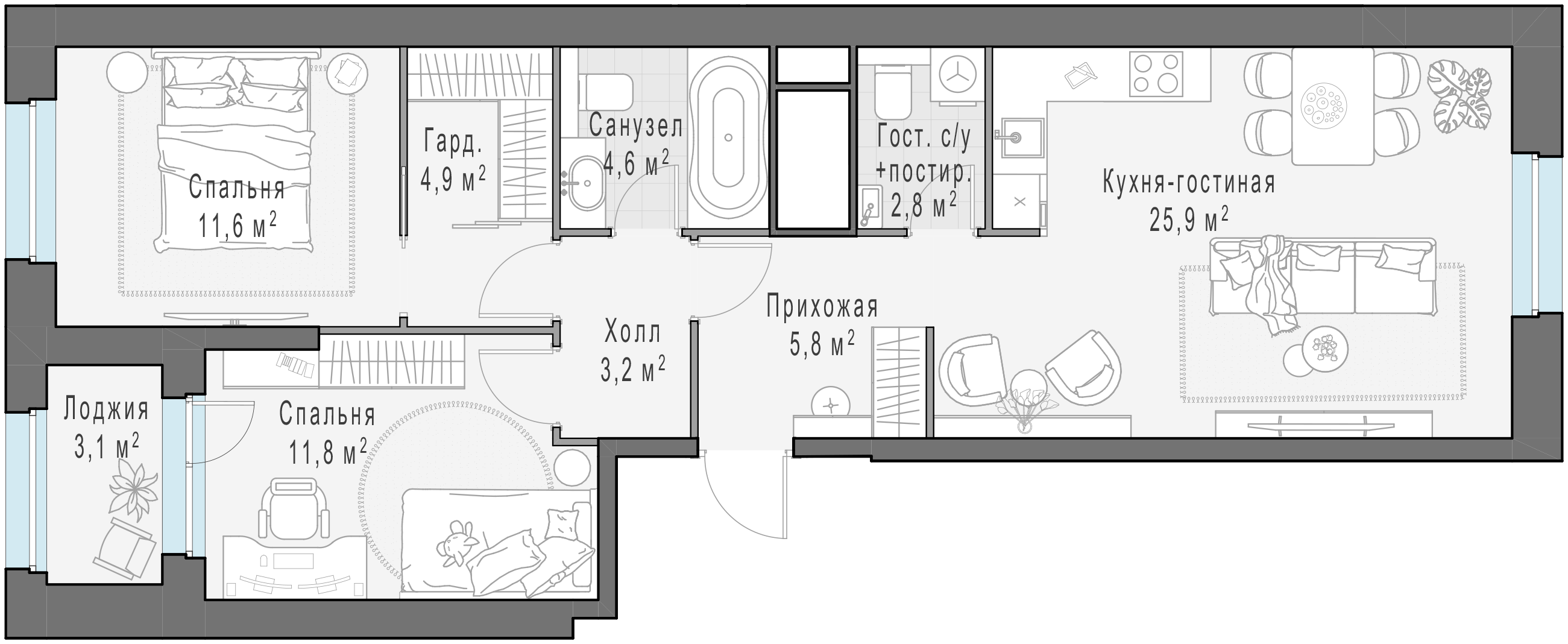 72.5 м²