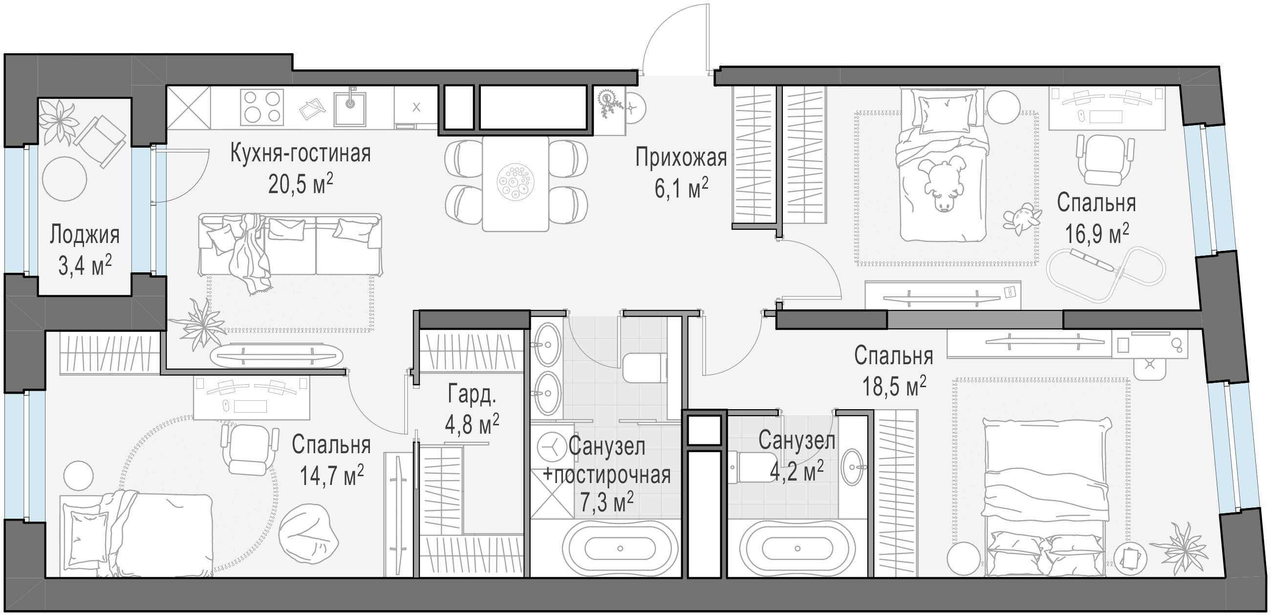 95.3 м²