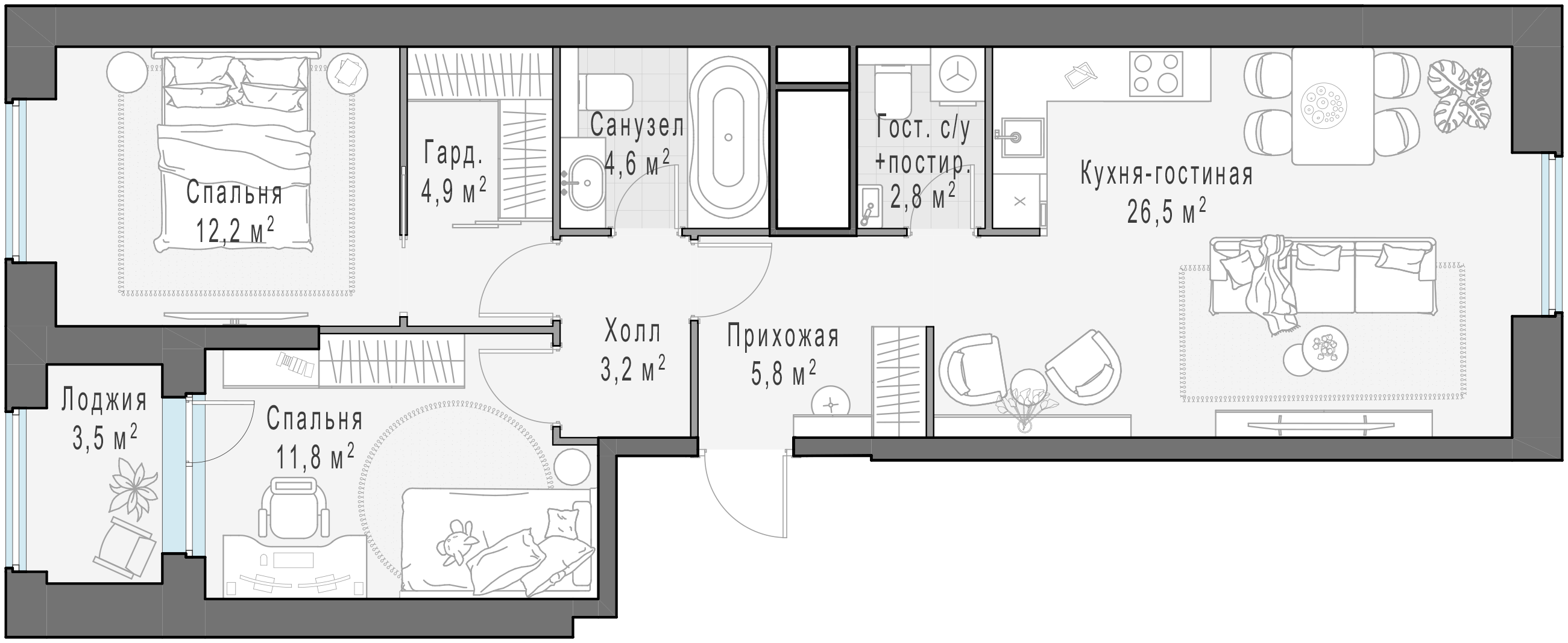 72.9 м²