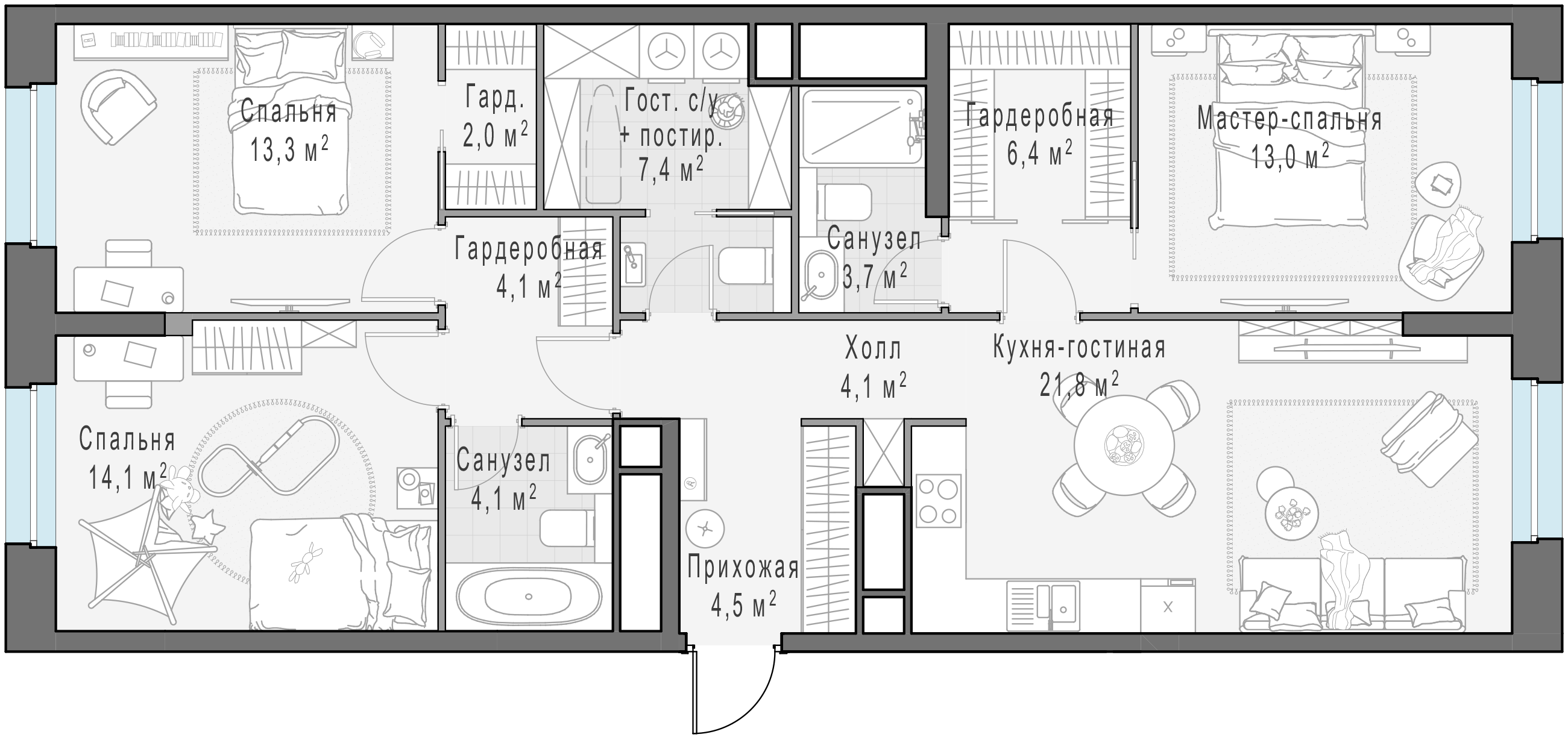 99.6 м²