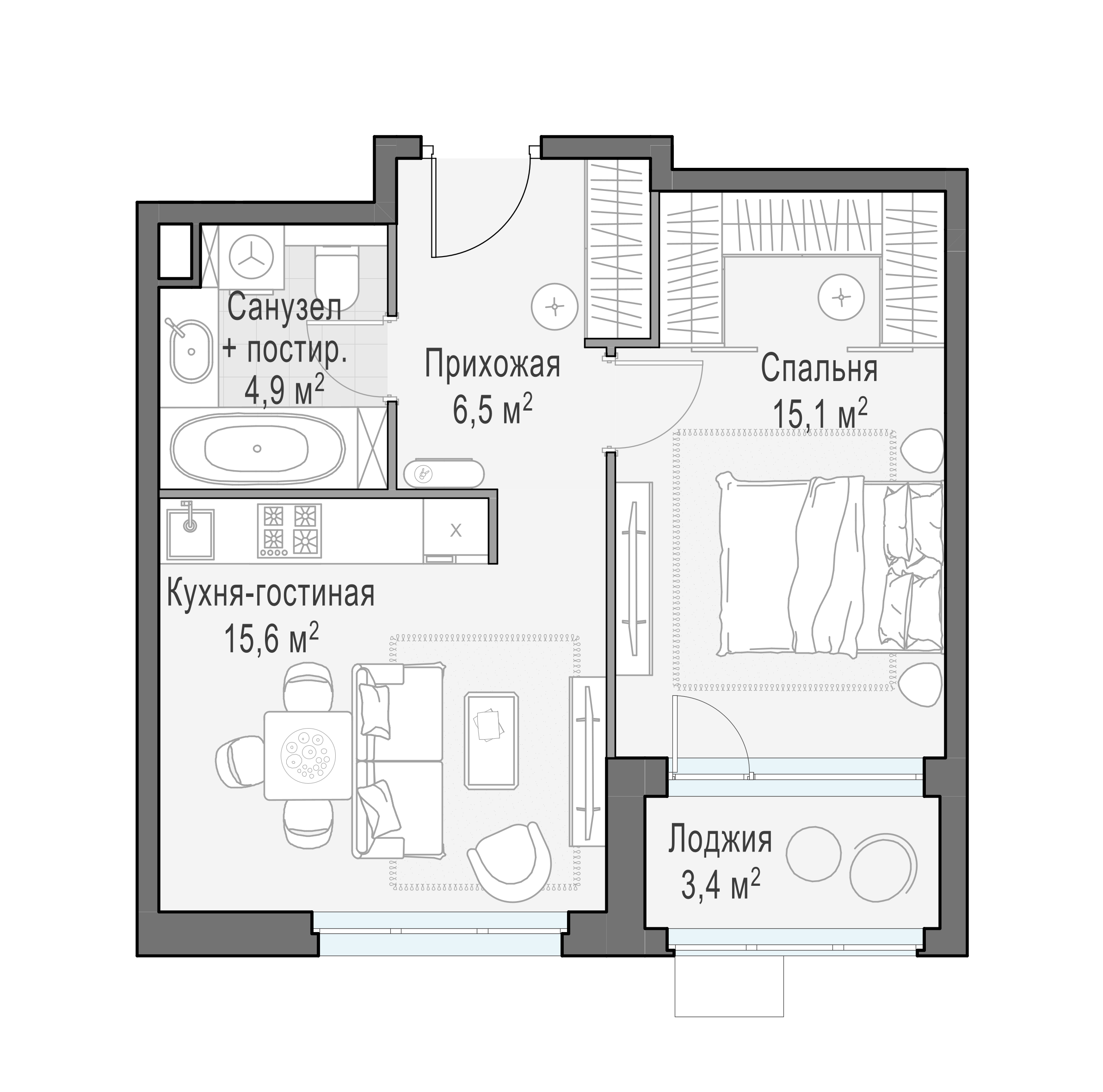43.8 м²