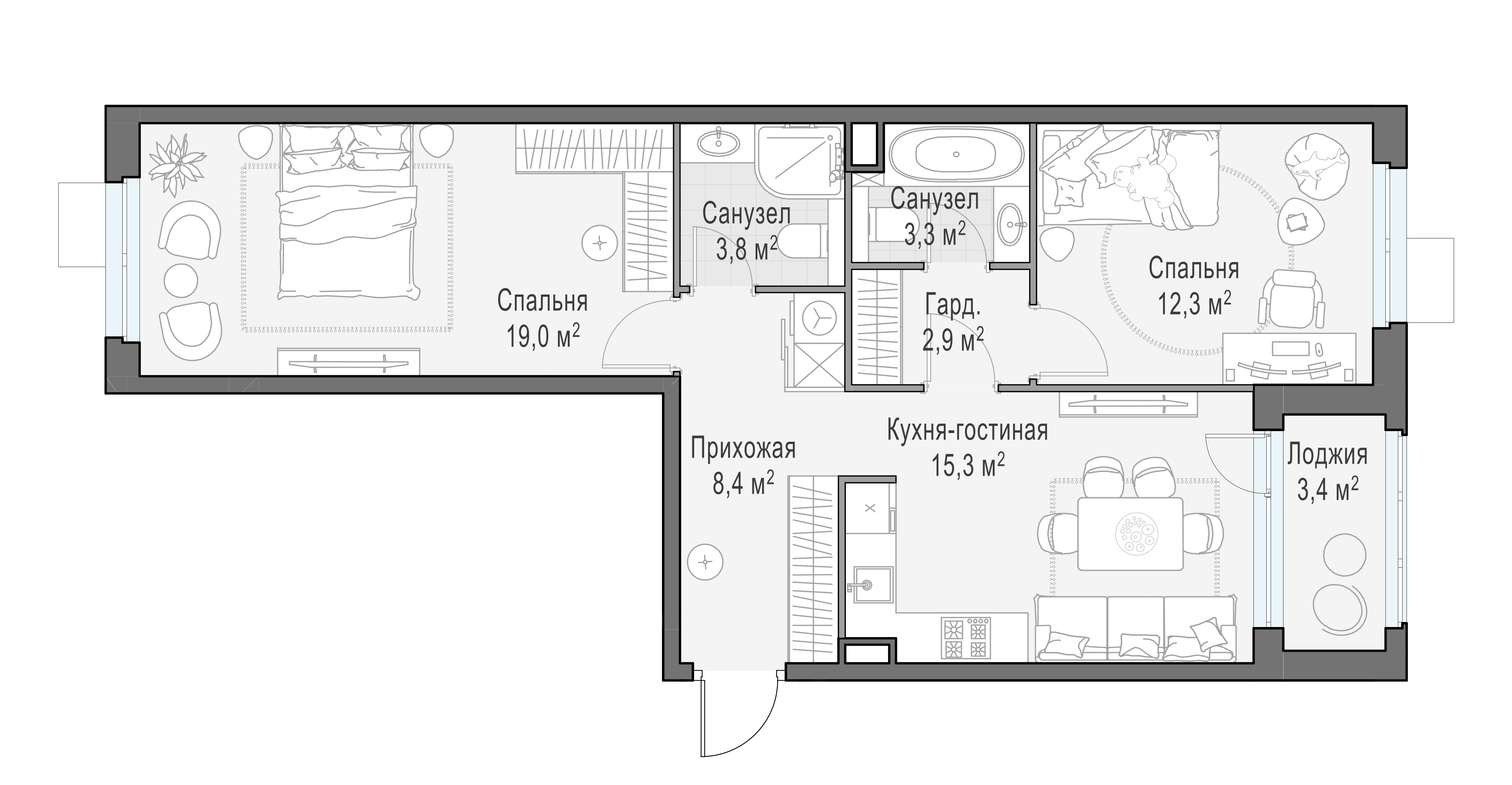 66.4 м²