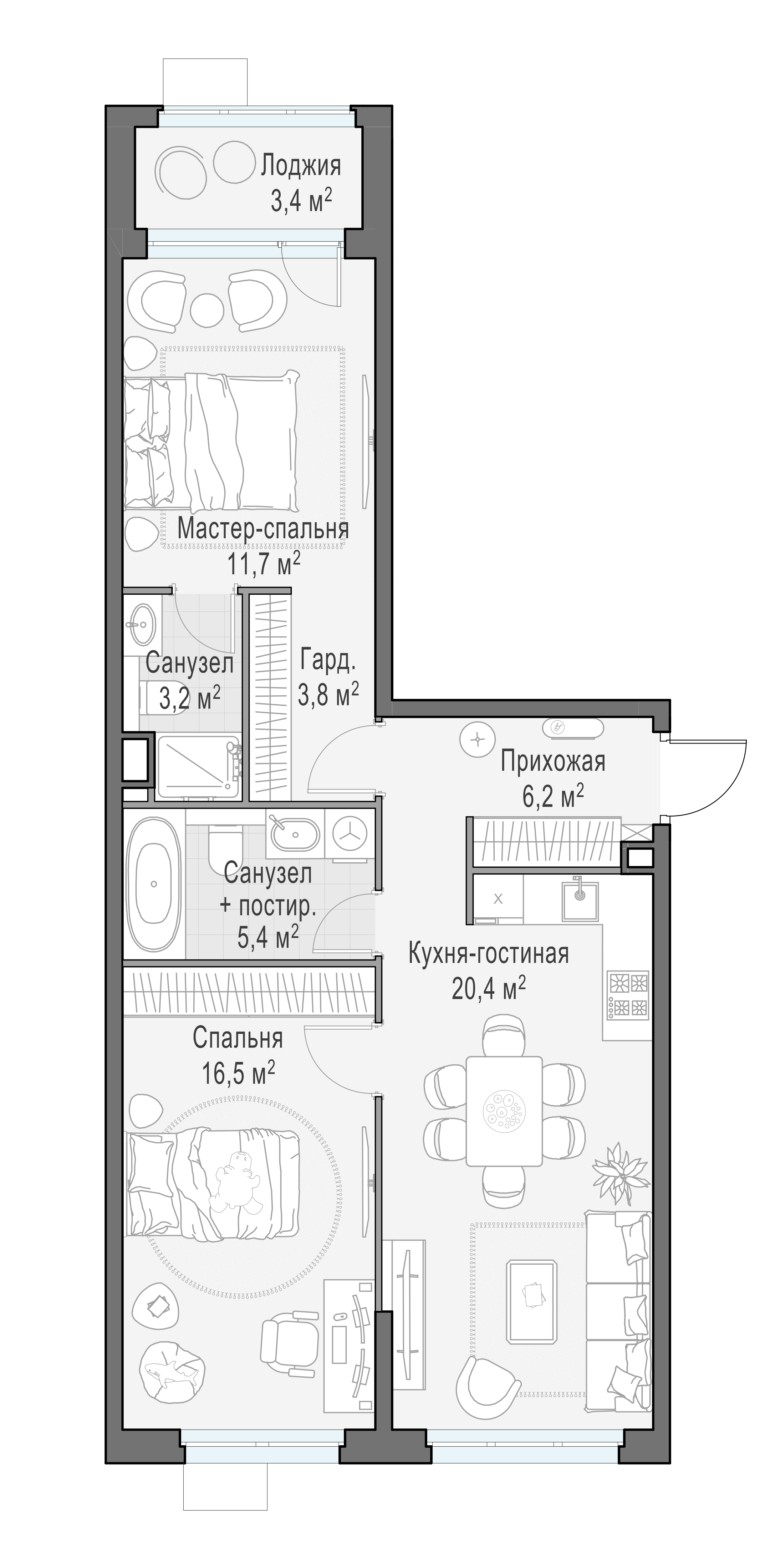 68.6 м²