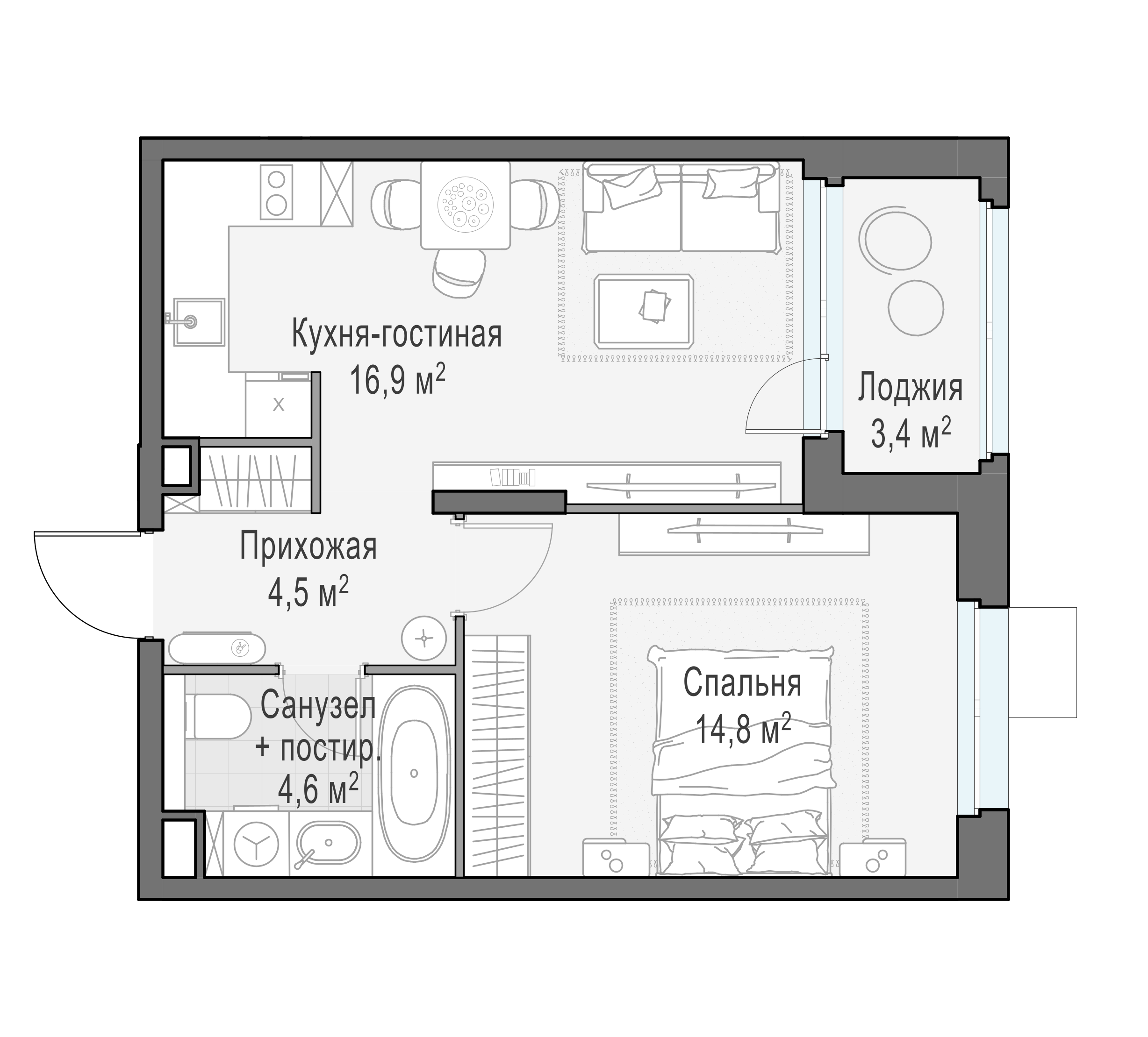 42.4 м²