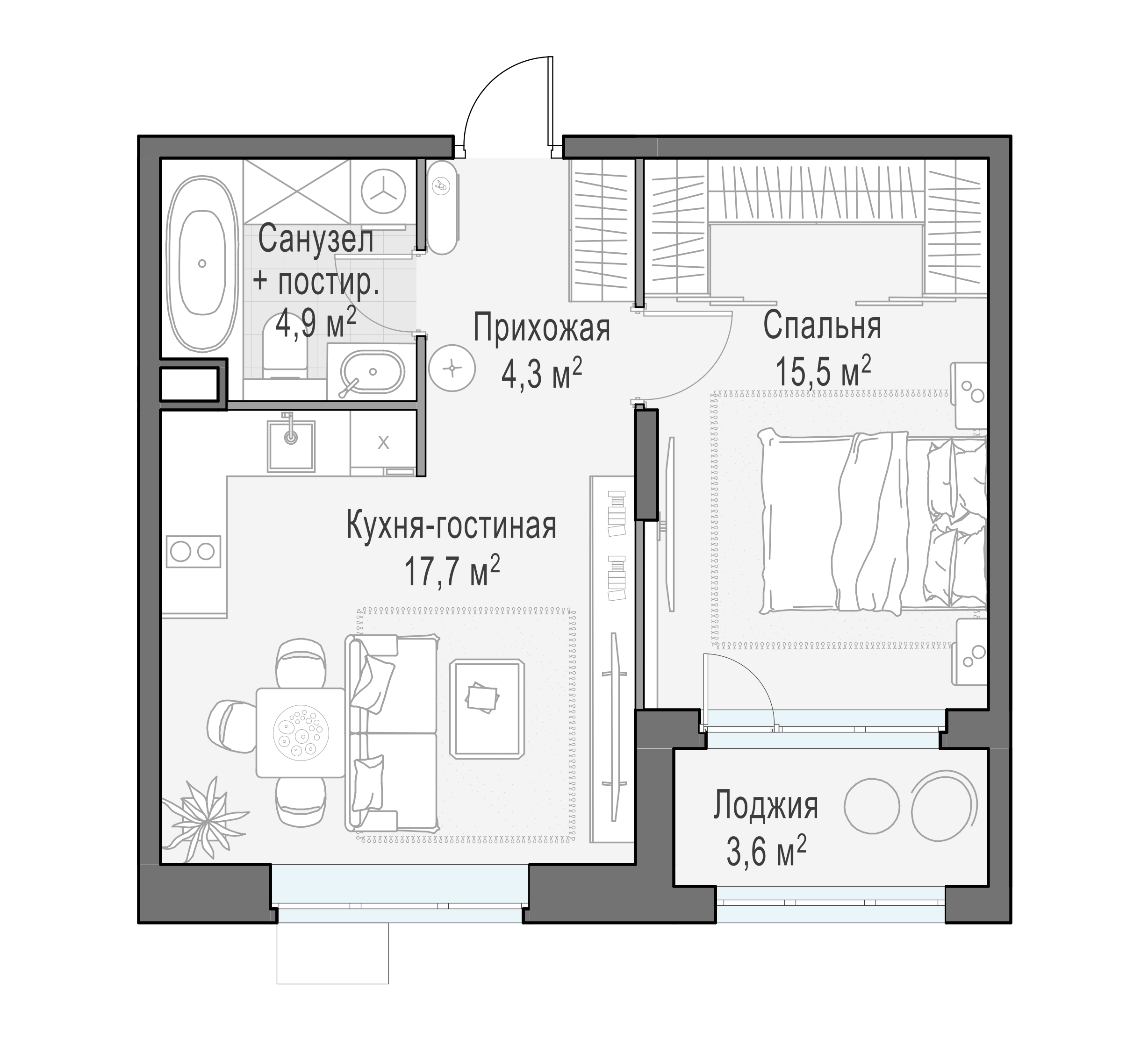44 м²