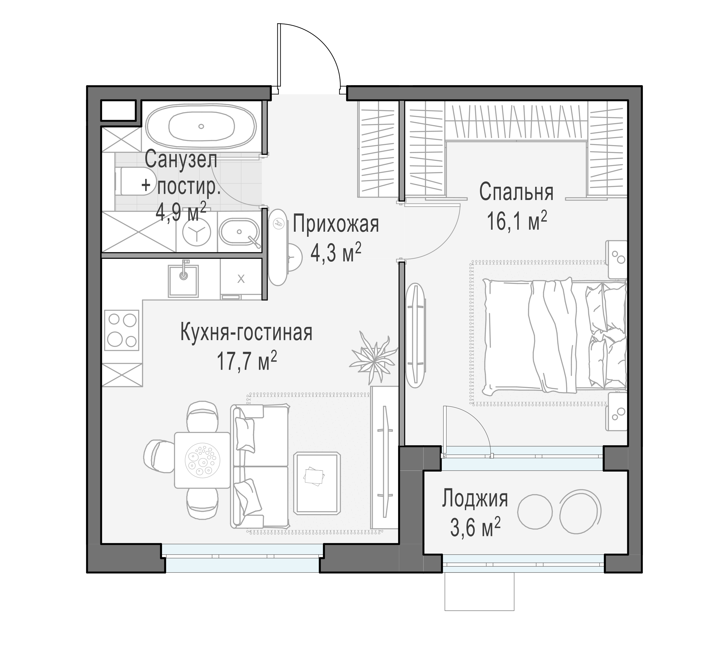 44.7 м²