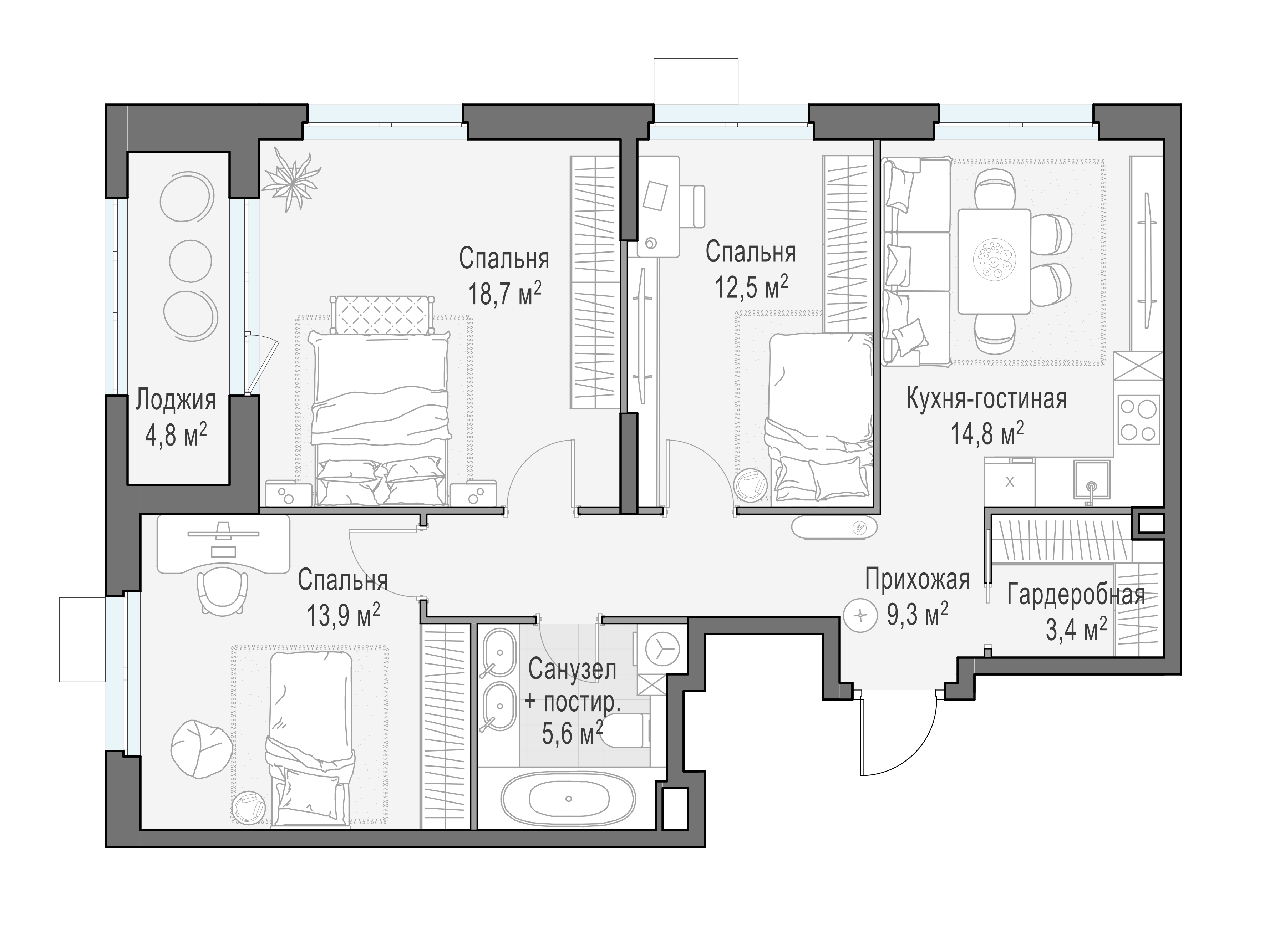 80.5 м²