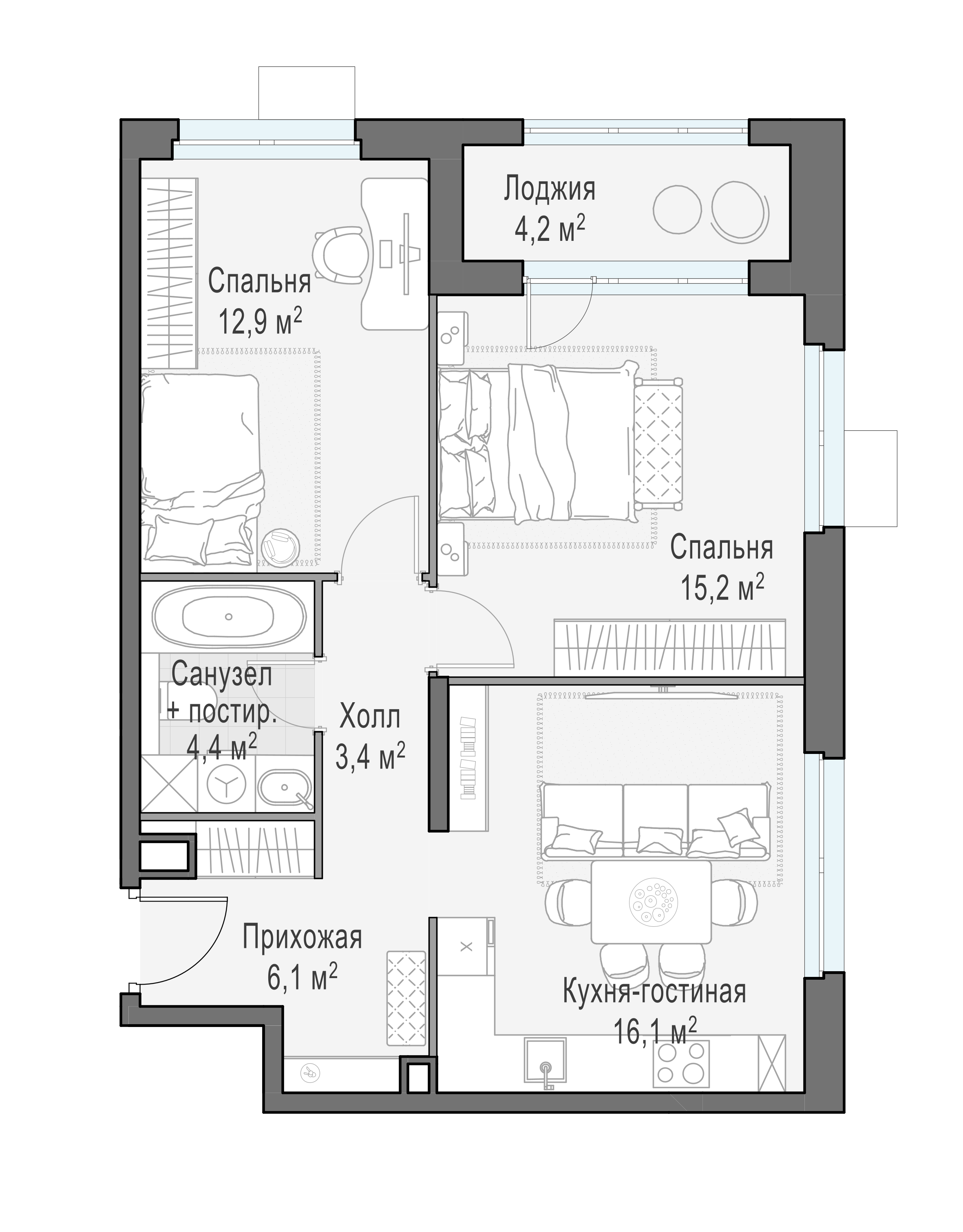 60.1 м²