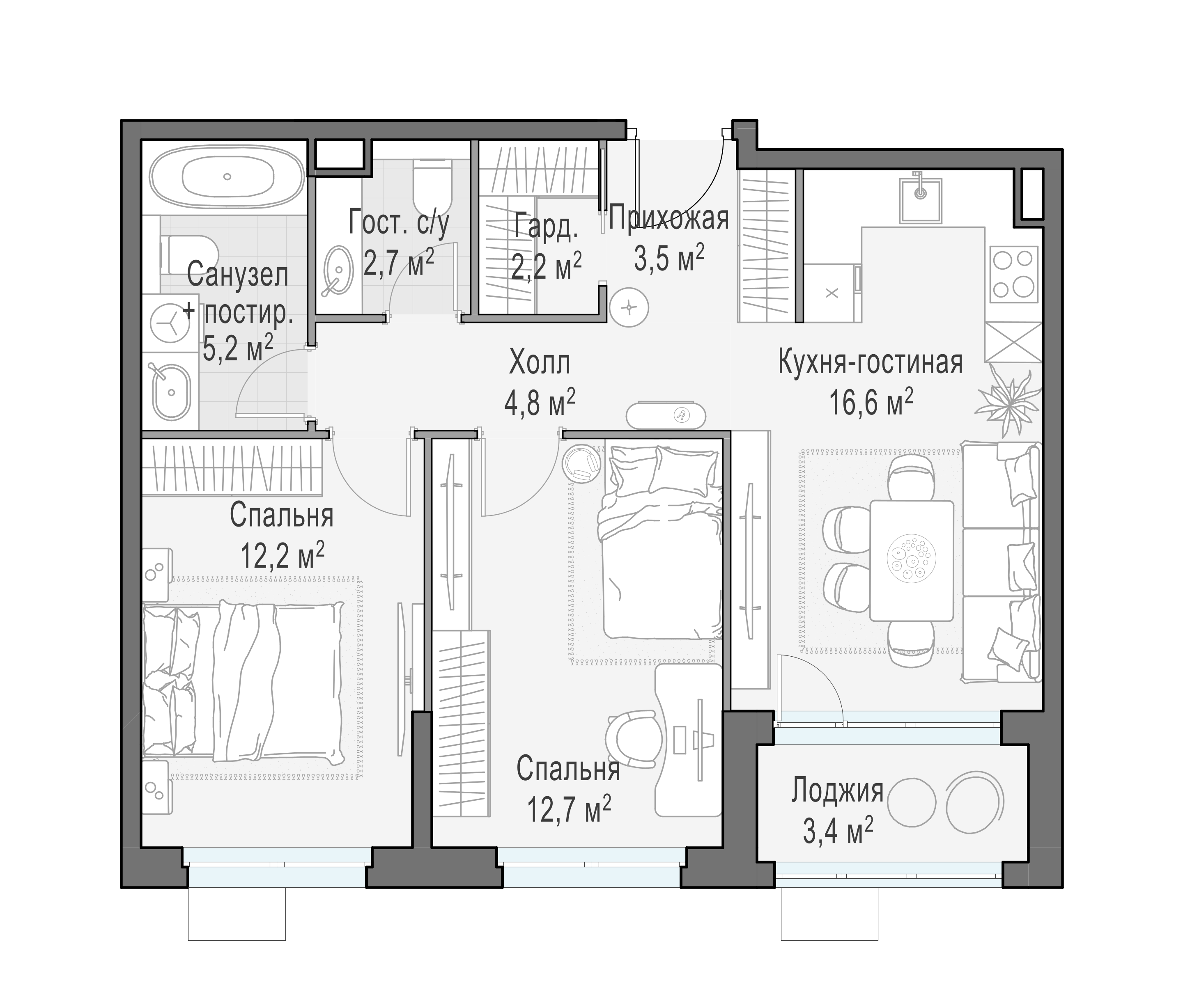 61.5 м²