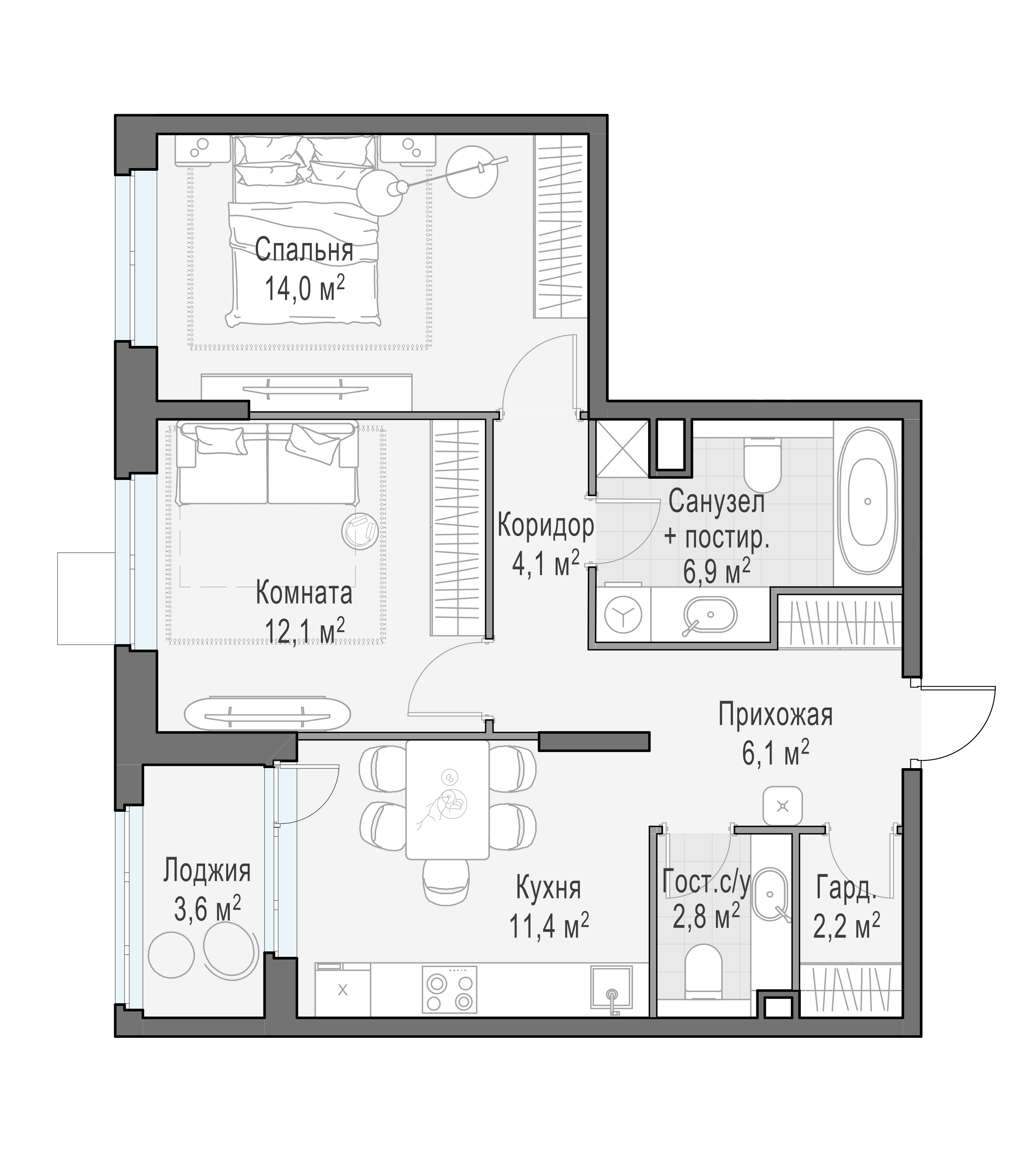 61.3 м²