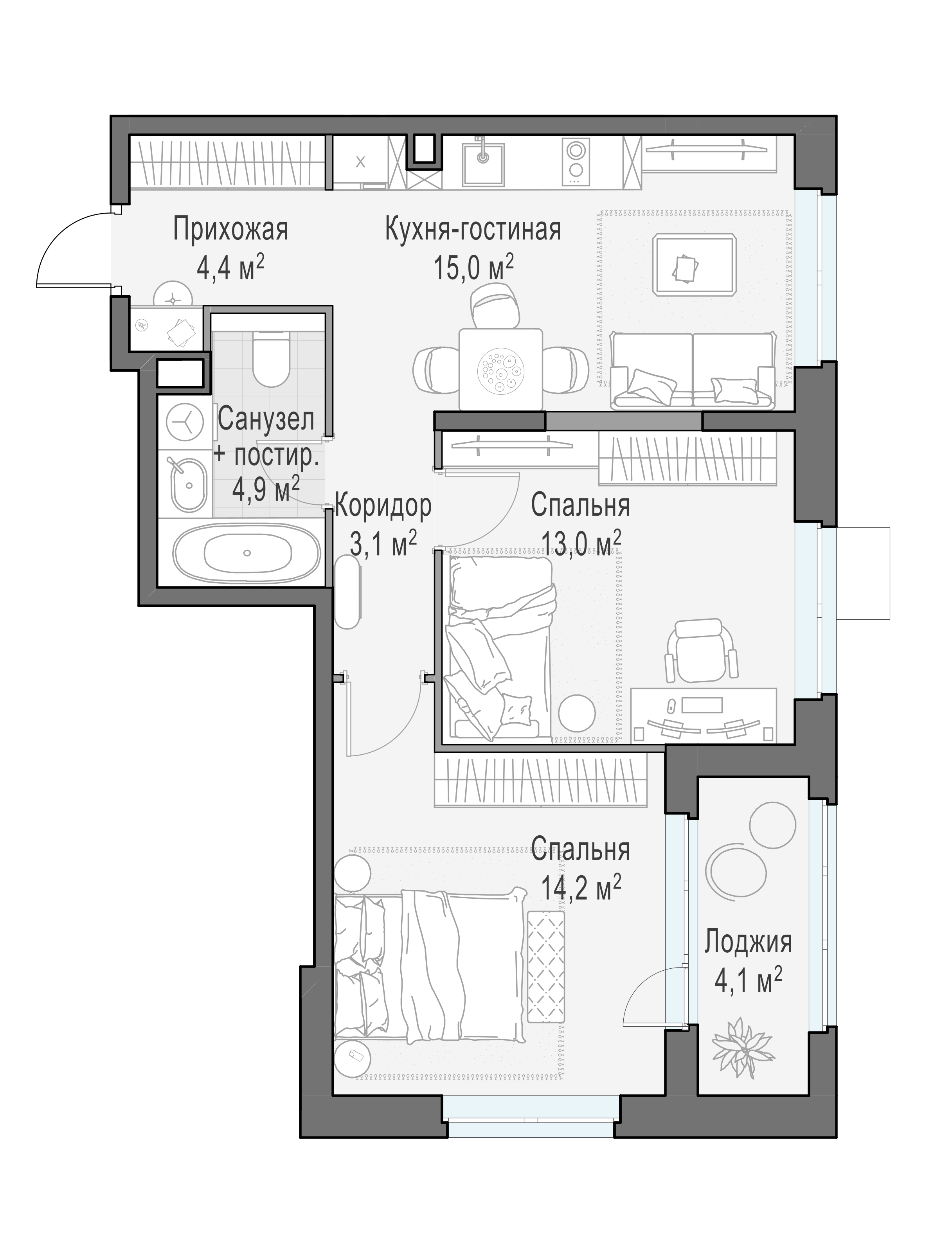 56.4 м²