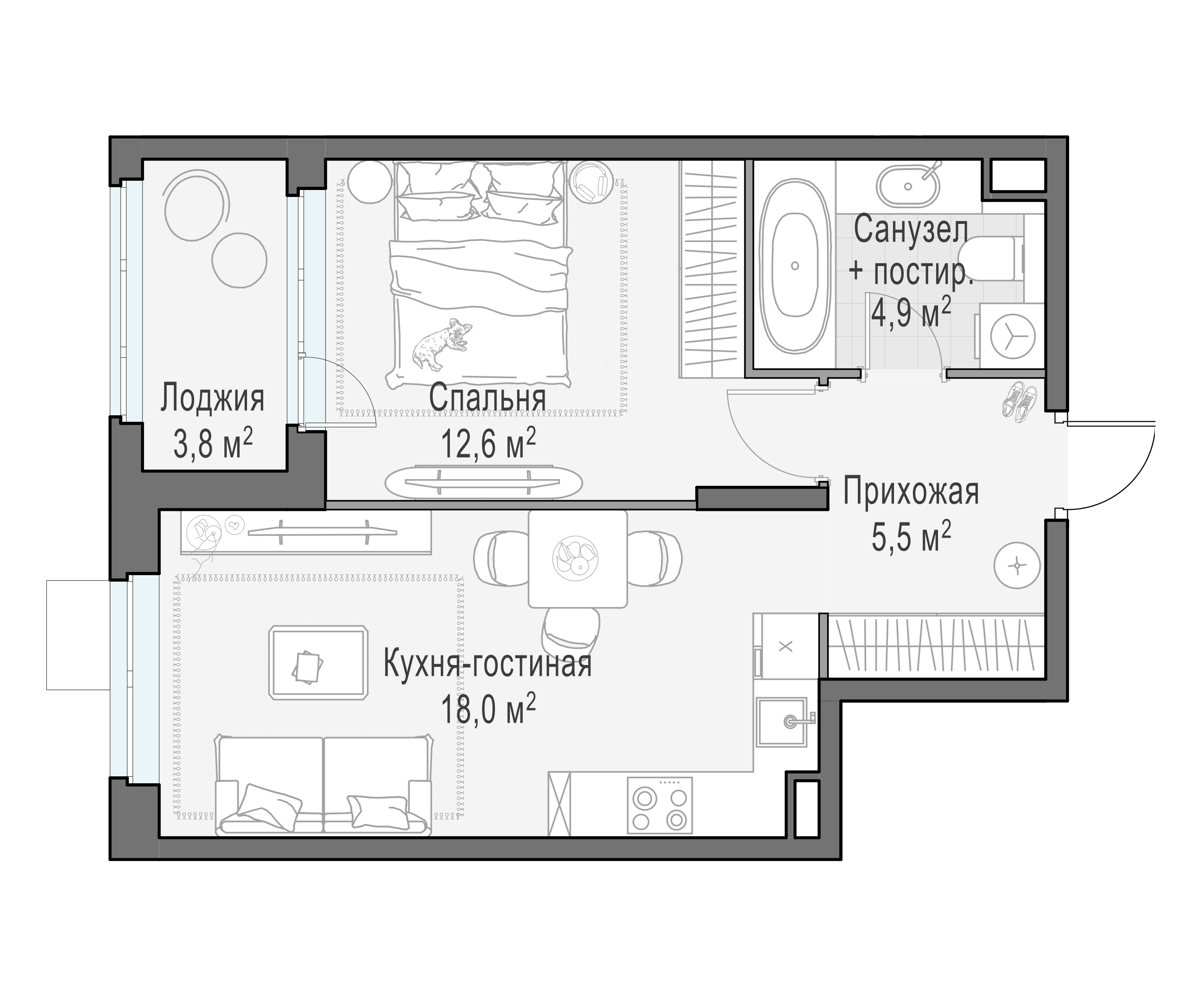 42.5 м²