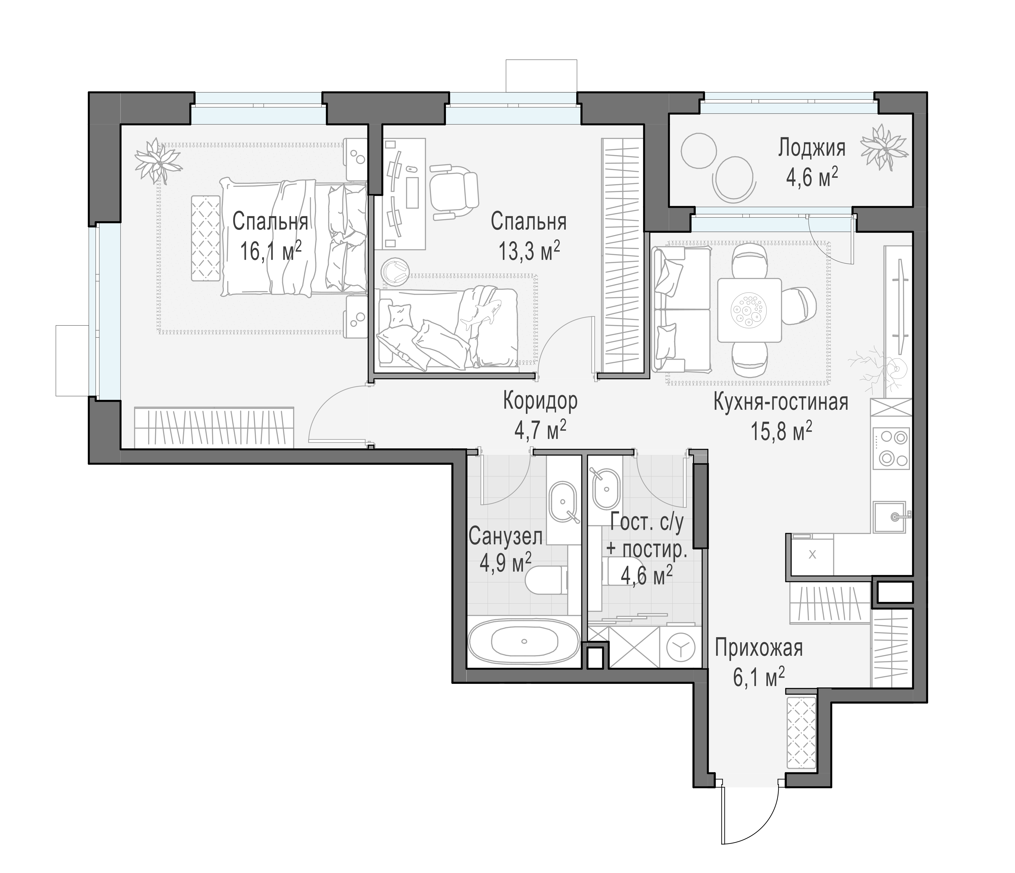 67.4 м²
