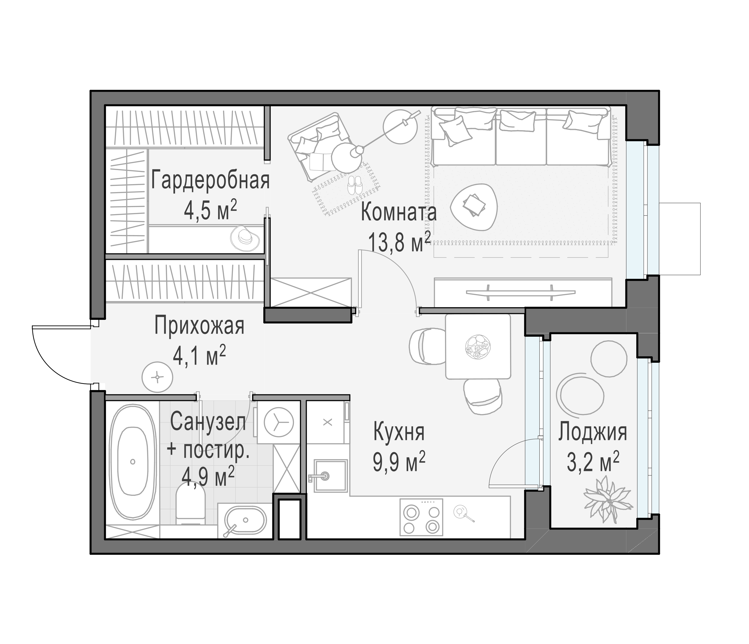 38.7 м²