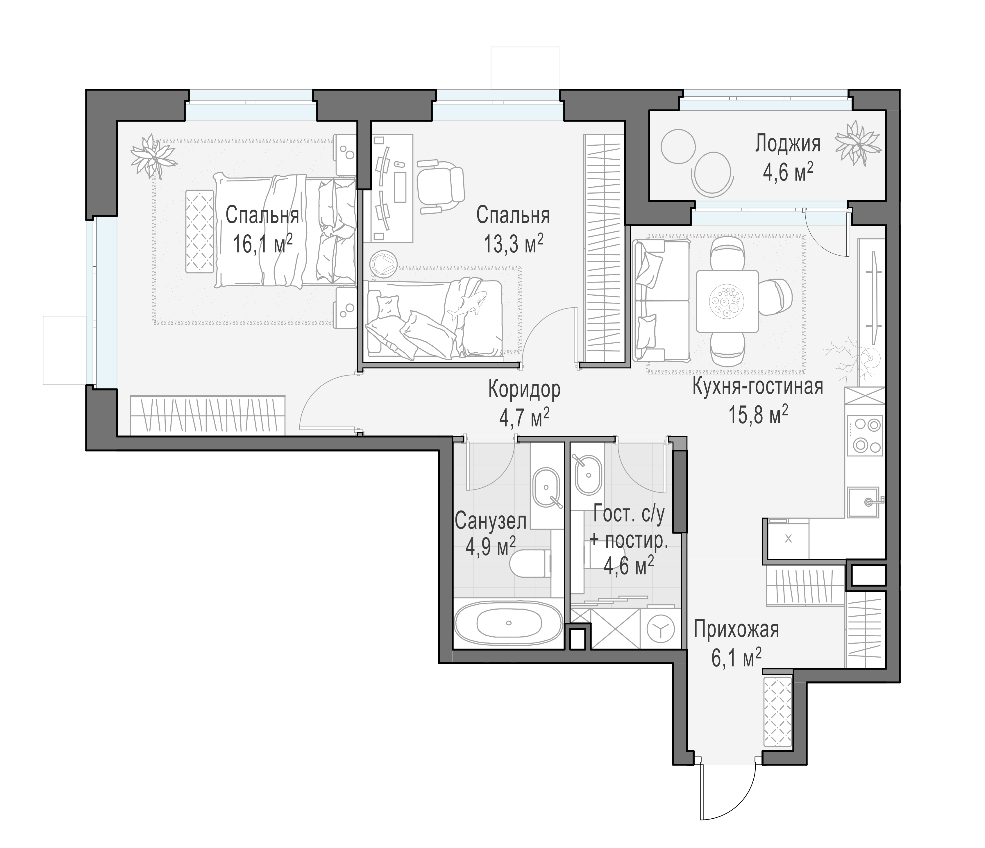 67.4 м²