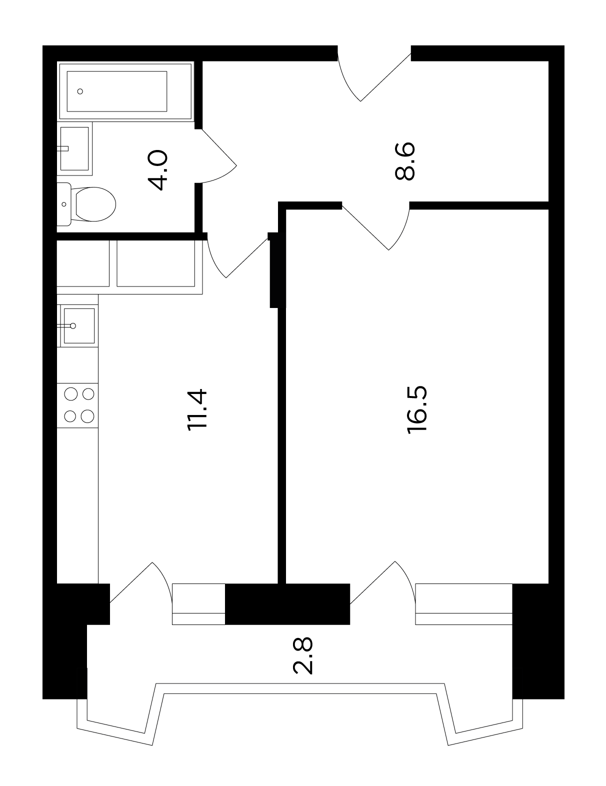 1-комнатная квартира 43.3 м² №28 по цене 5 741 580 ₽ в ЖК Гусарская баллада  - купить у застройщика Ingrad