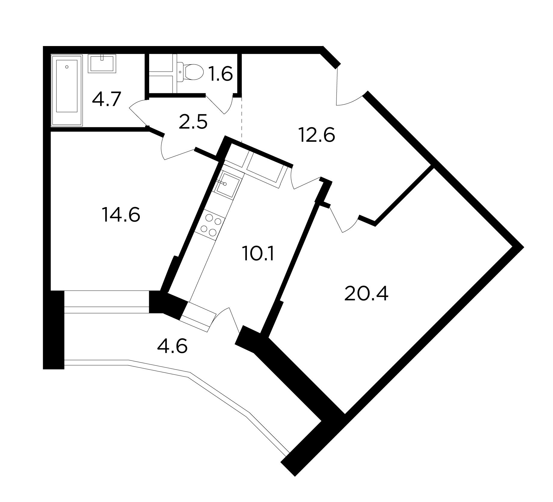 2-комнатная квартира 71.1 м² №58 по цене 8 278 984 ₽ в ЖК Гусарская баллада  - купить у застройщика Ingrad