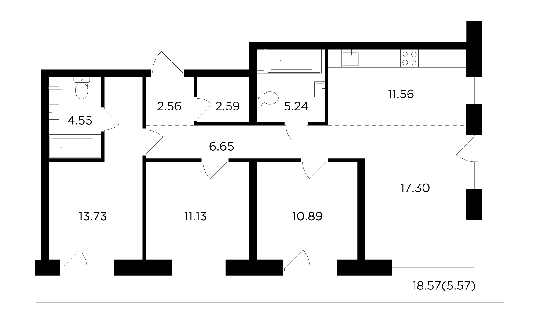 4-комнатная 91.77 м²