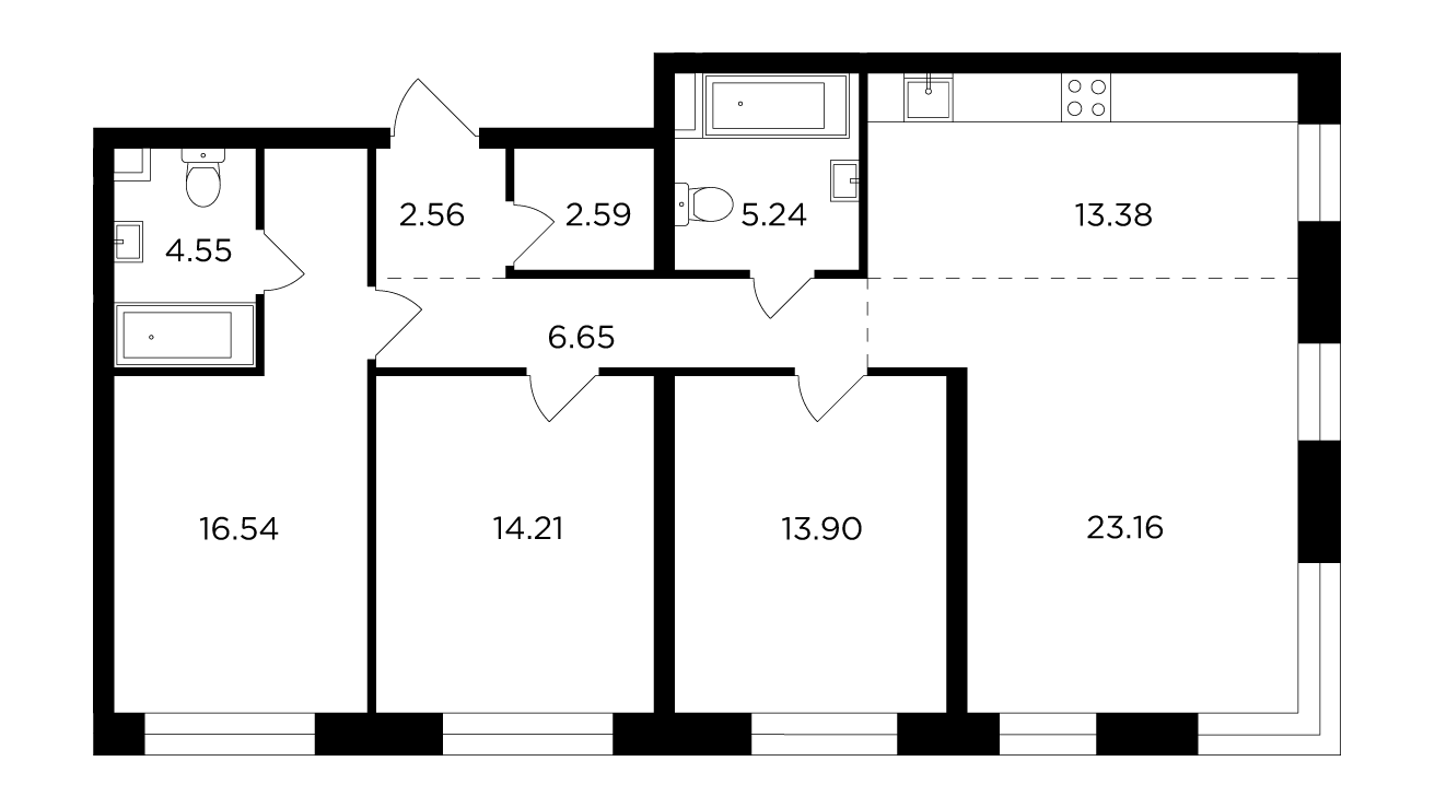 4-комнатная 102.78 м²
