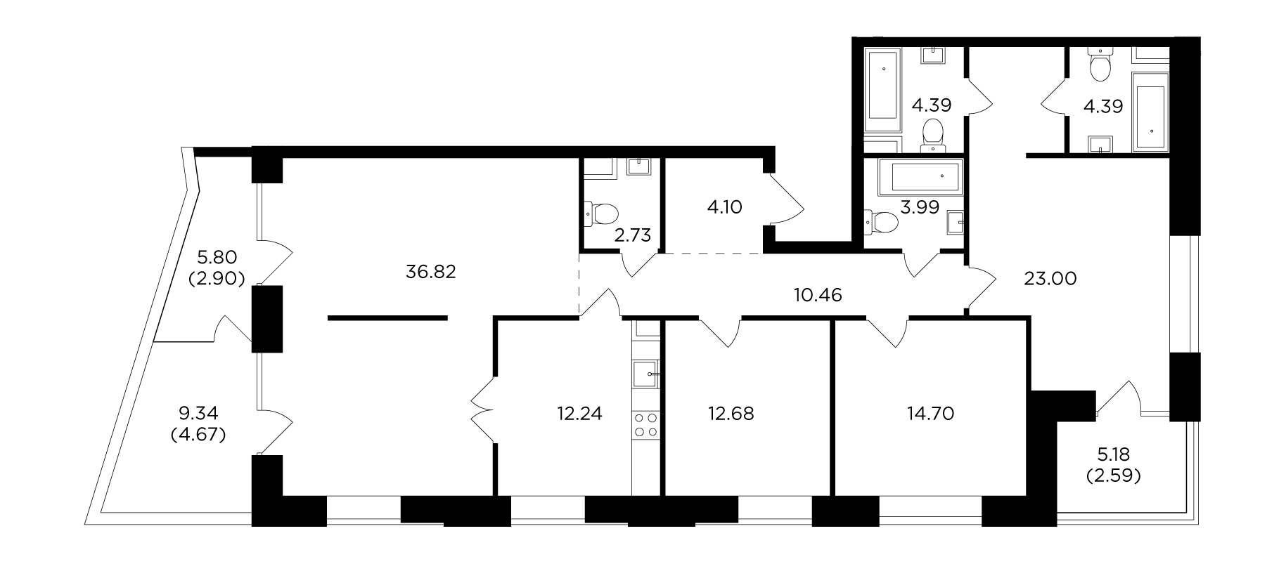 4-комнатная 139.66 м²