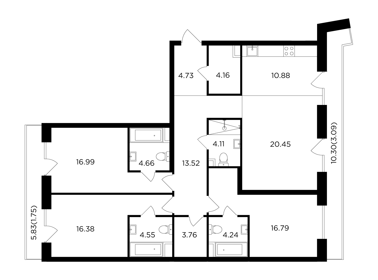 4-комнатная 130.06 м²