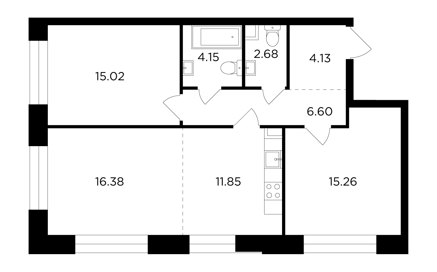 3-комнатная 78.66 м²