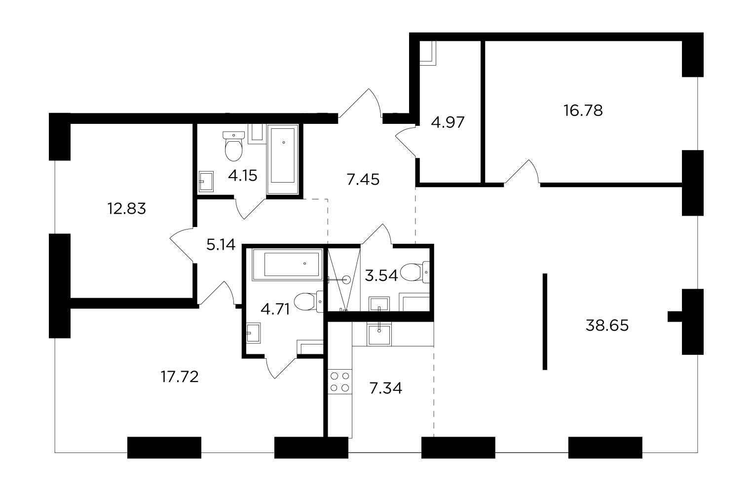 4-комнатная 123.28 м²
