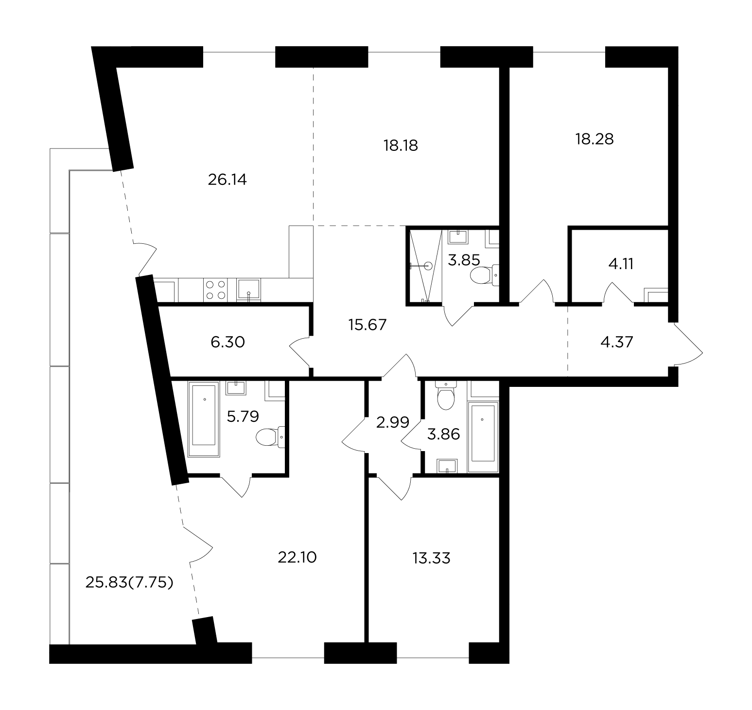 4-комнатная 152.72 м²