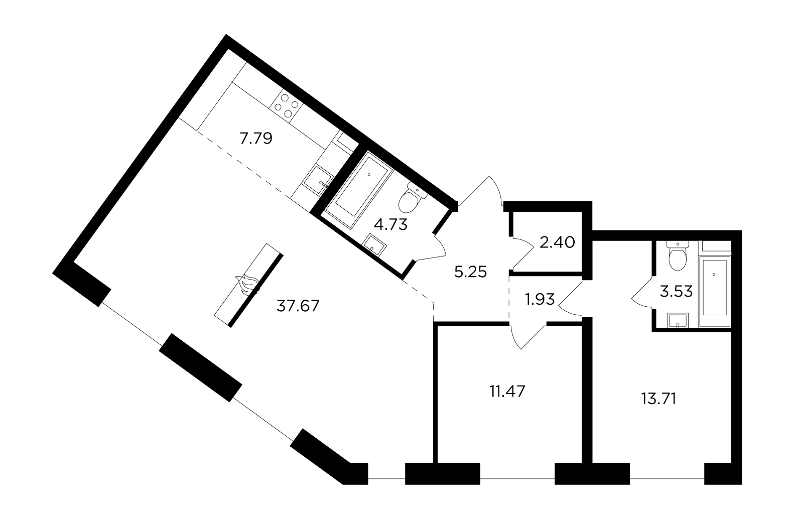 3-комнатная 88.48 м²