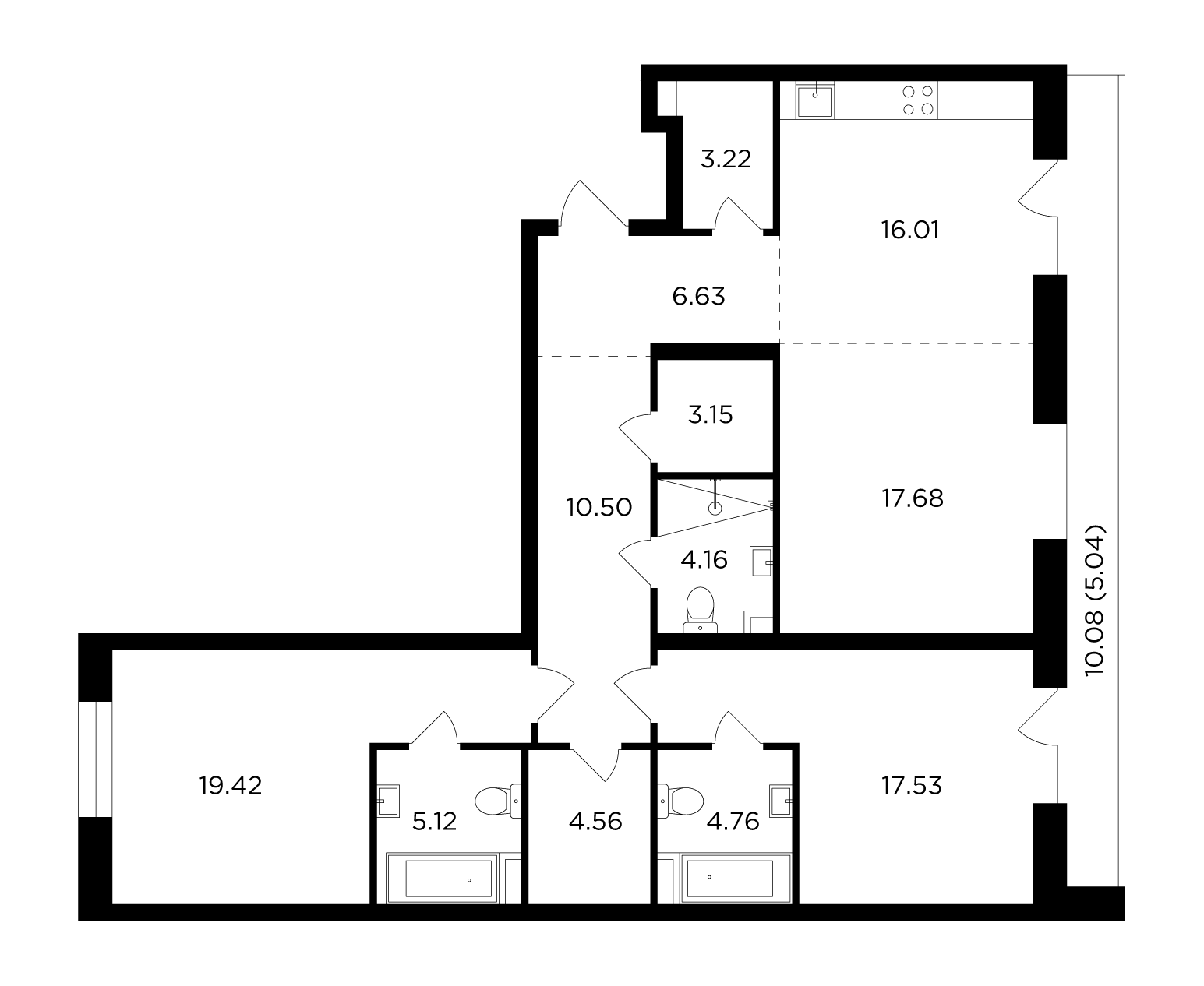 3-комнатная 117.78 м²