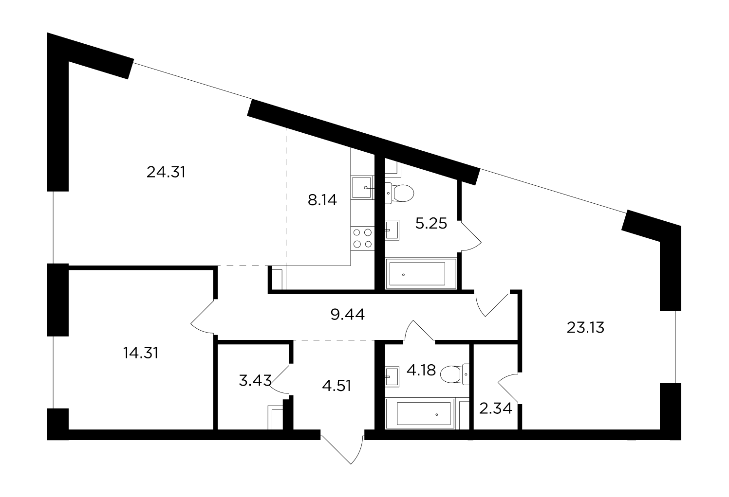 3-комнатная 109.91 м²