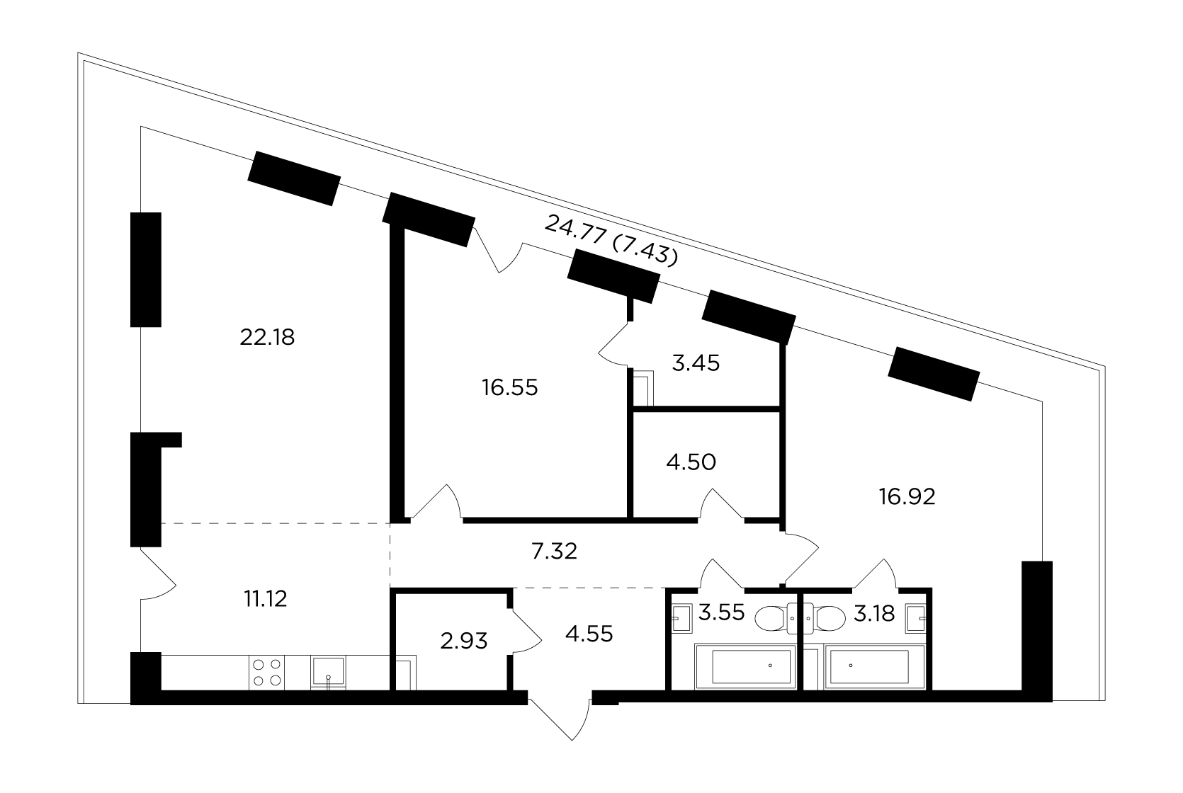 3-комнатная 103.68 м²