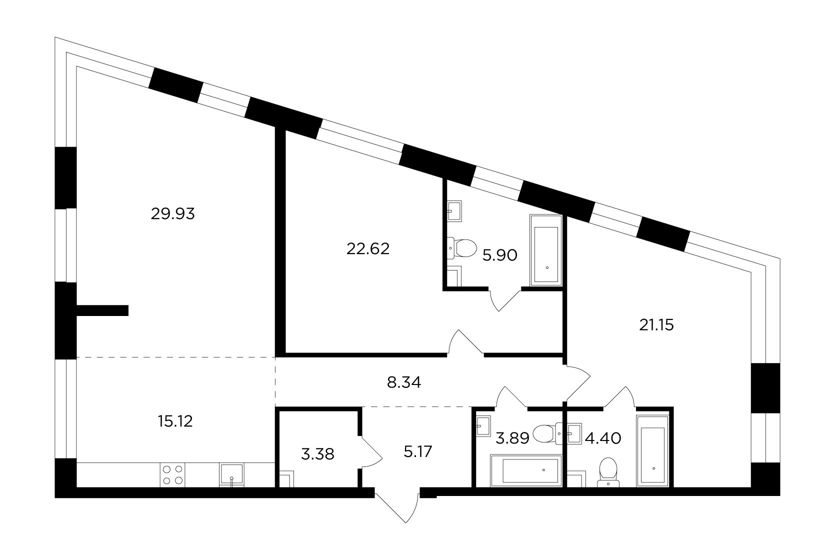 3-комнатная 119.9 м²
