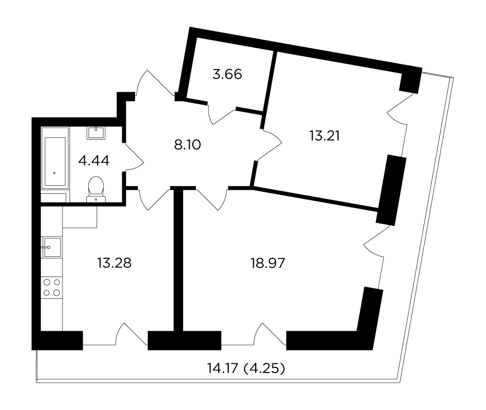 2-комнатная 65.91 м²