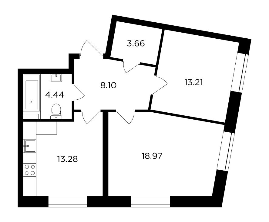 2-комнатная 61.67 м²