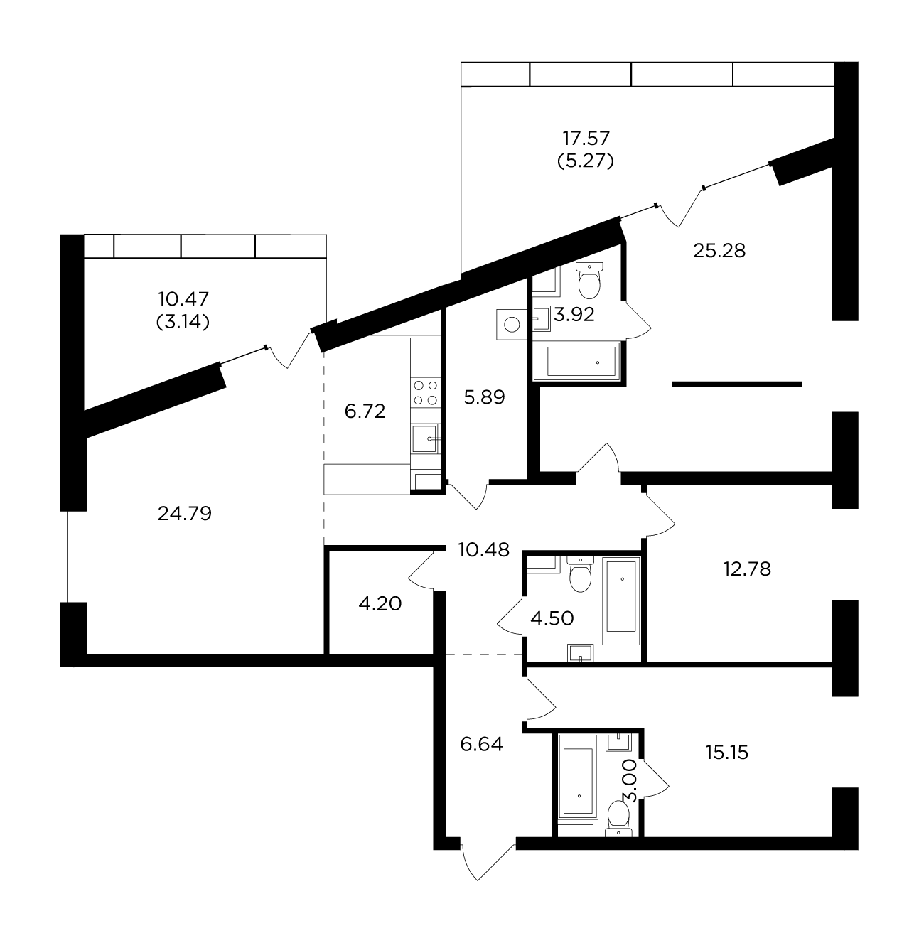 4-комнатная 131.76 м²