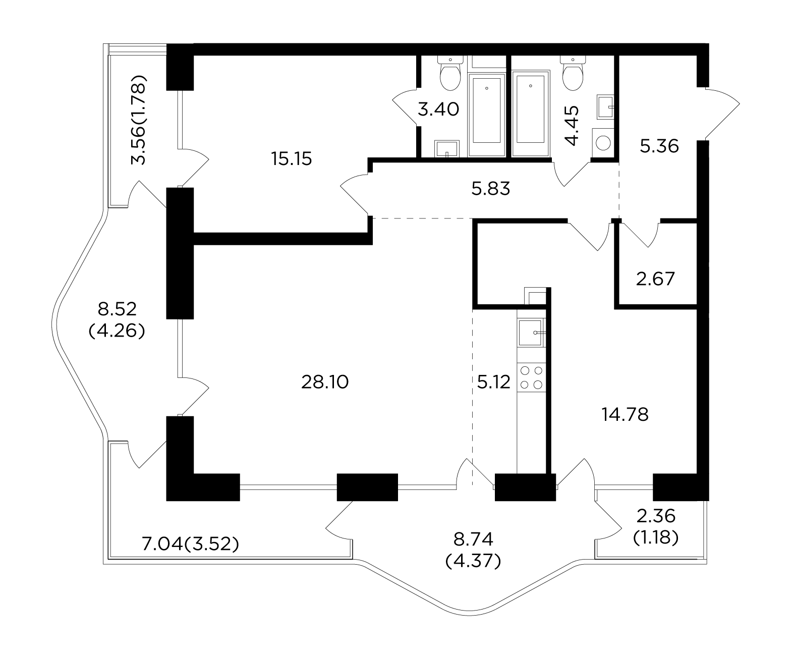 3-комнатная 99.97 м²