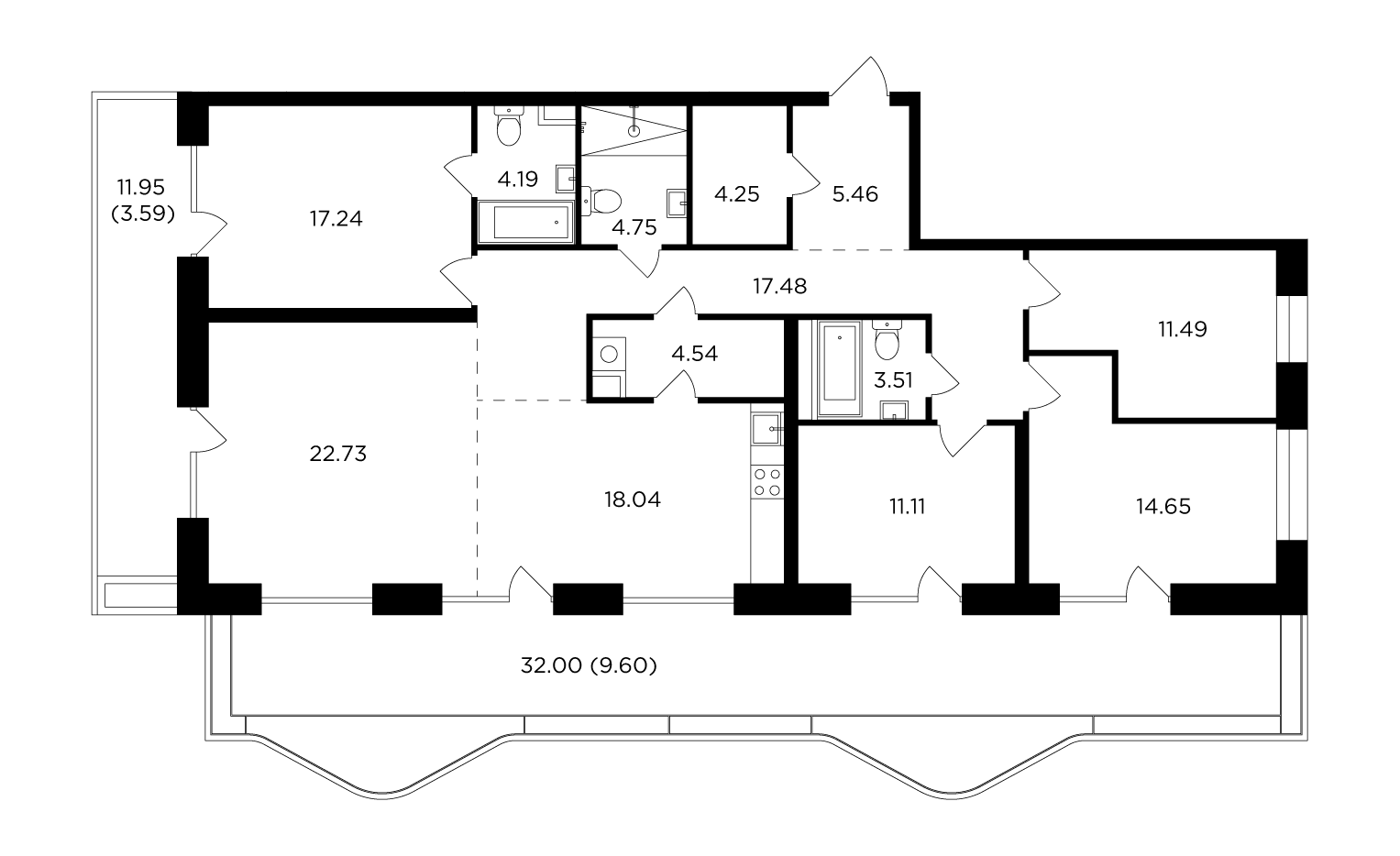 5-комнатная 152.63 м²