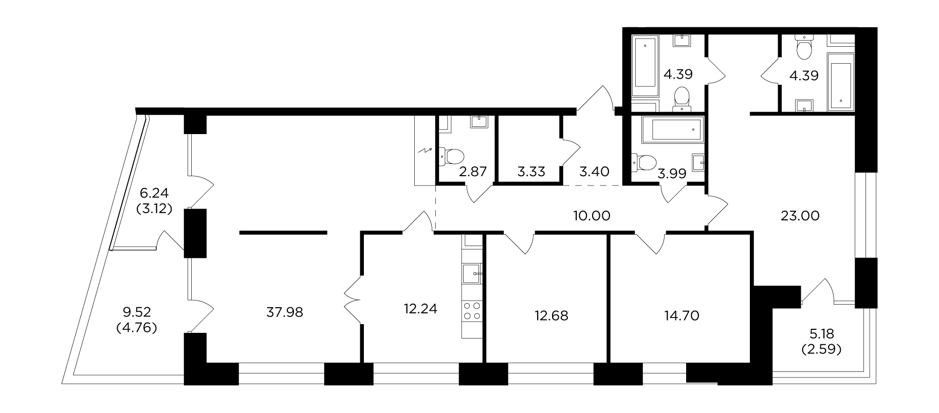 4-комнатная 143.44 м²