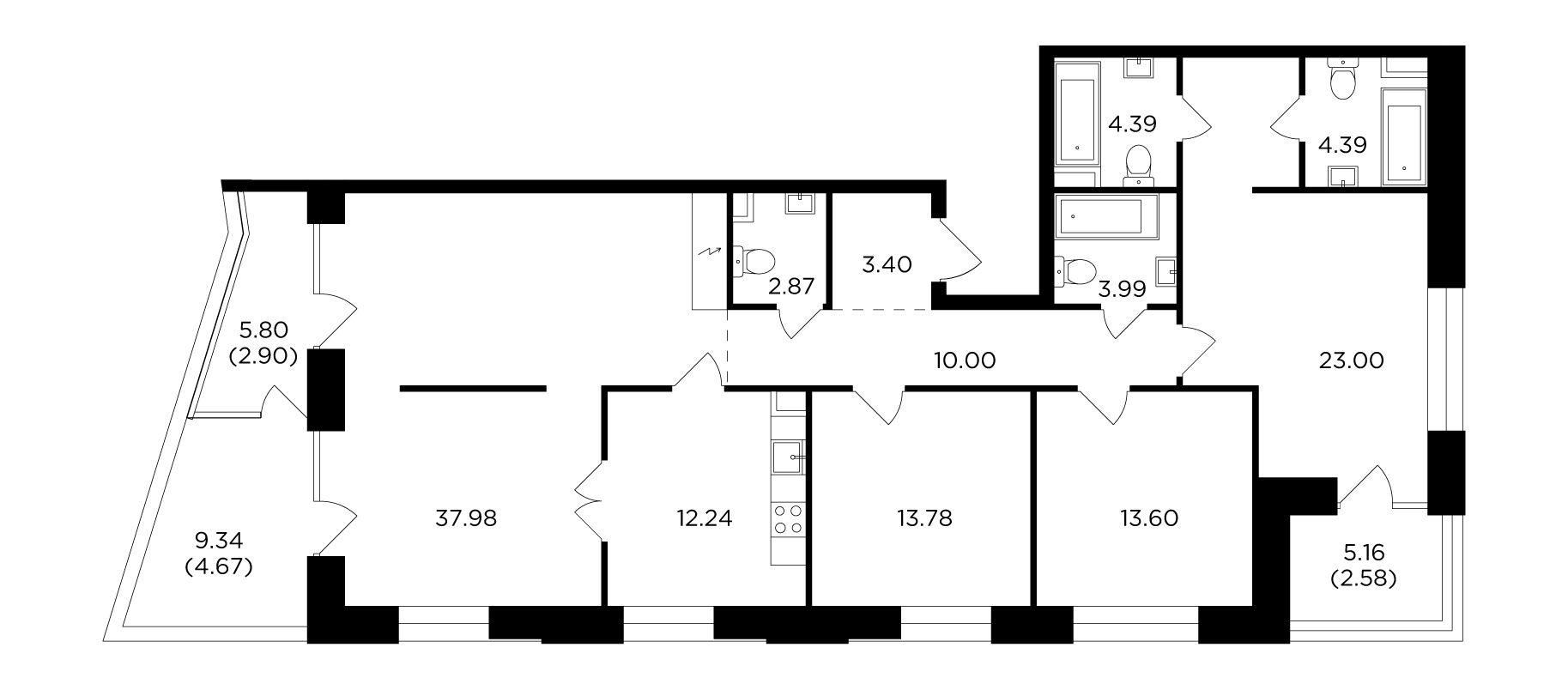 4-комнатная 139.79 м²