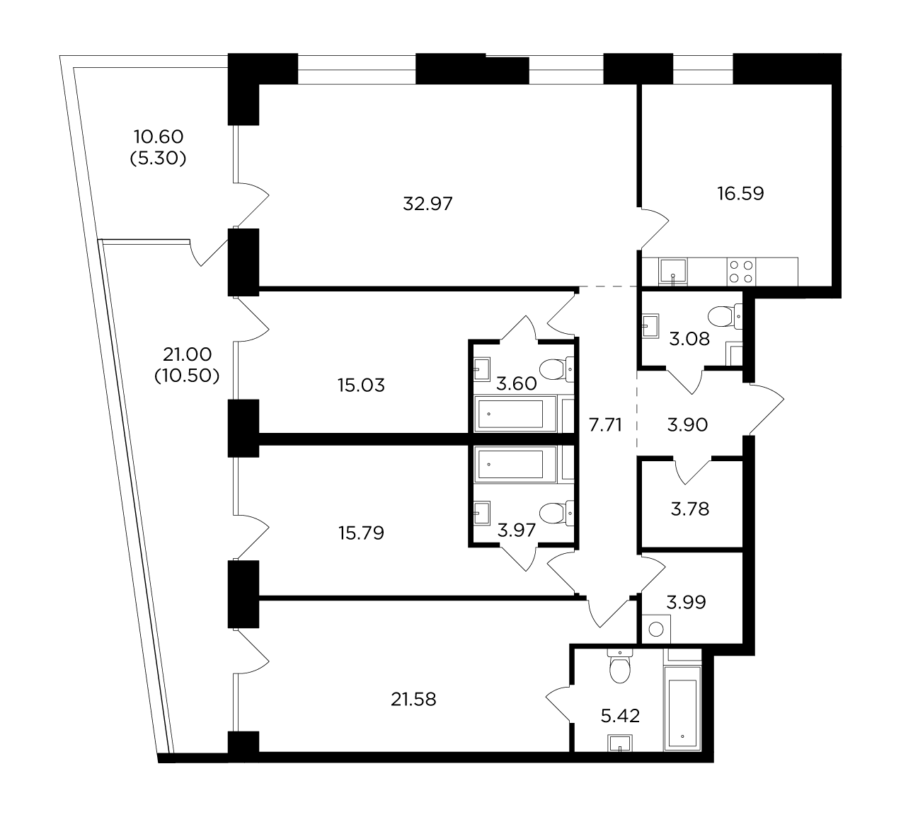 4-комнатная 153.21 м²