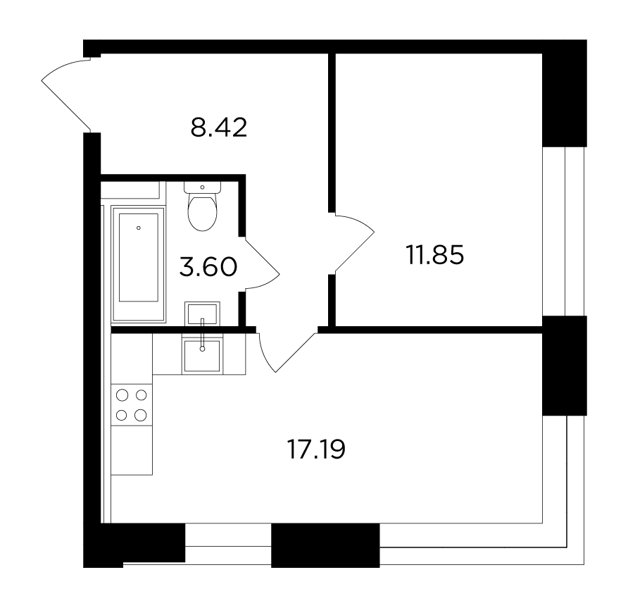 1-комнатная 41.06 м²