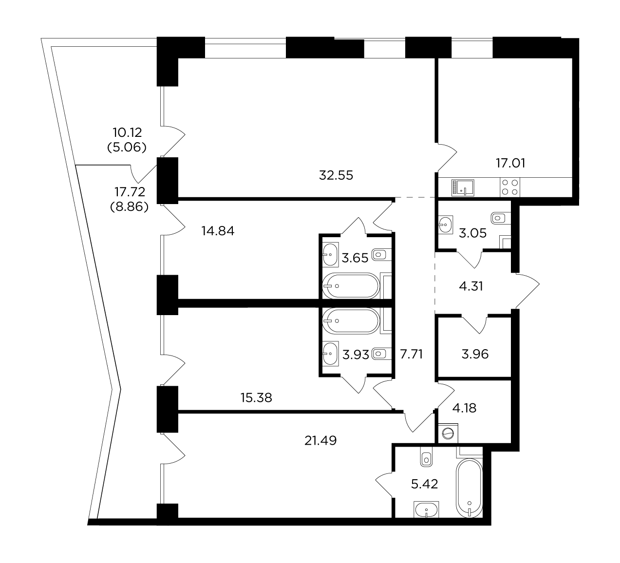 4-комнатная 151.4 м²