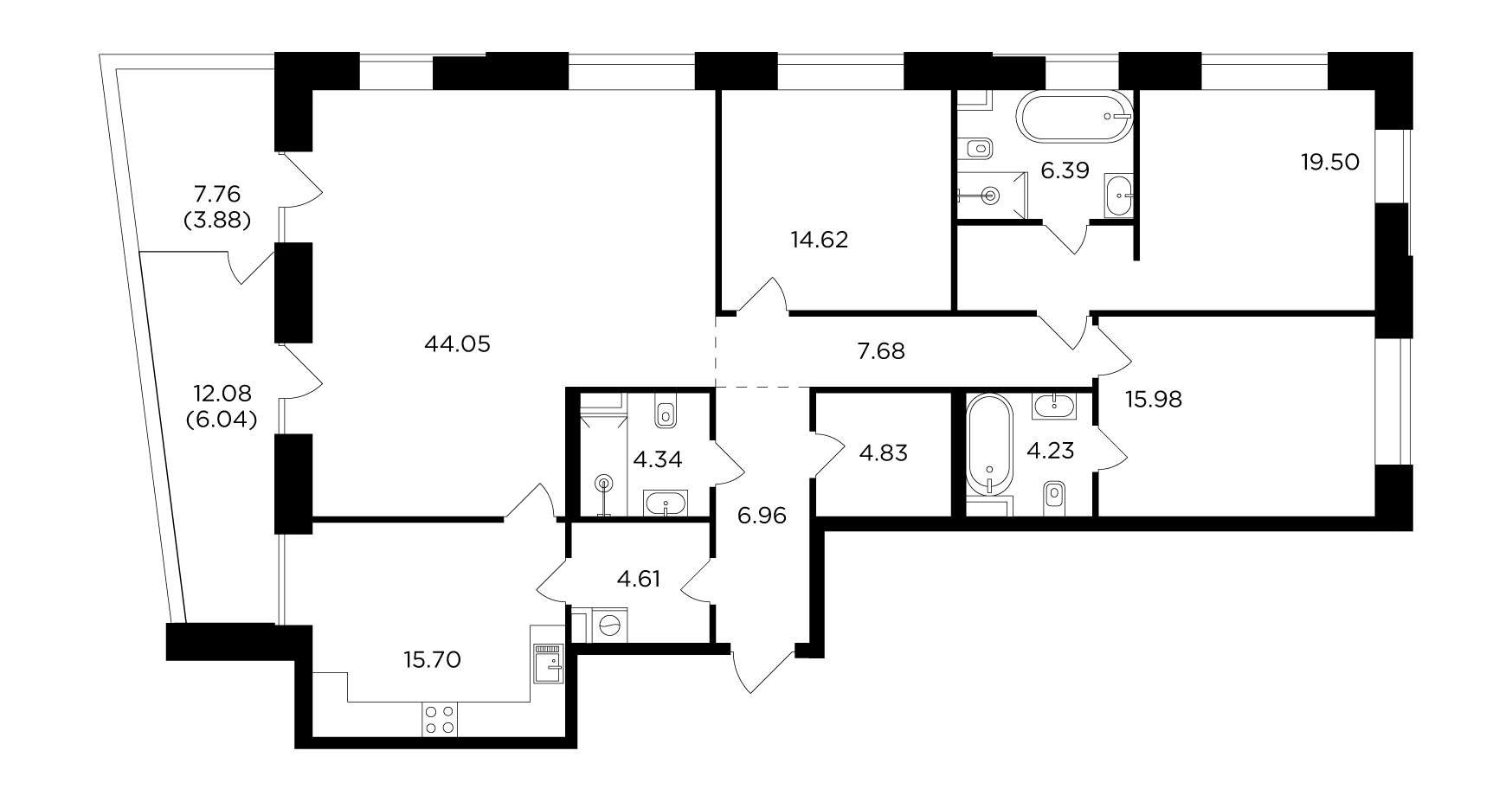 4-комнатная 158.81 м²