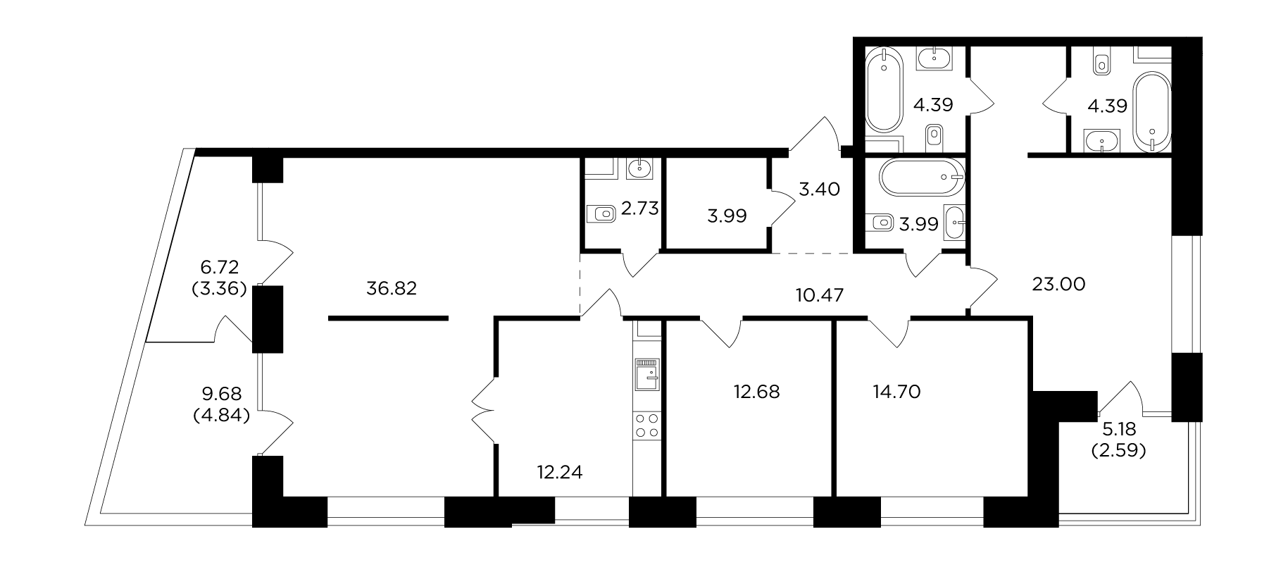 4-комнатная 143.59 м²